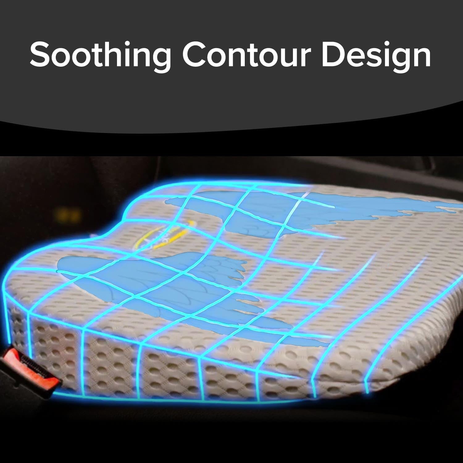 Angel Ride Memory Foam Auto Cushion, 18 in., Grey, Model 17748, Advanced Lumbar Support for Driving Comfort