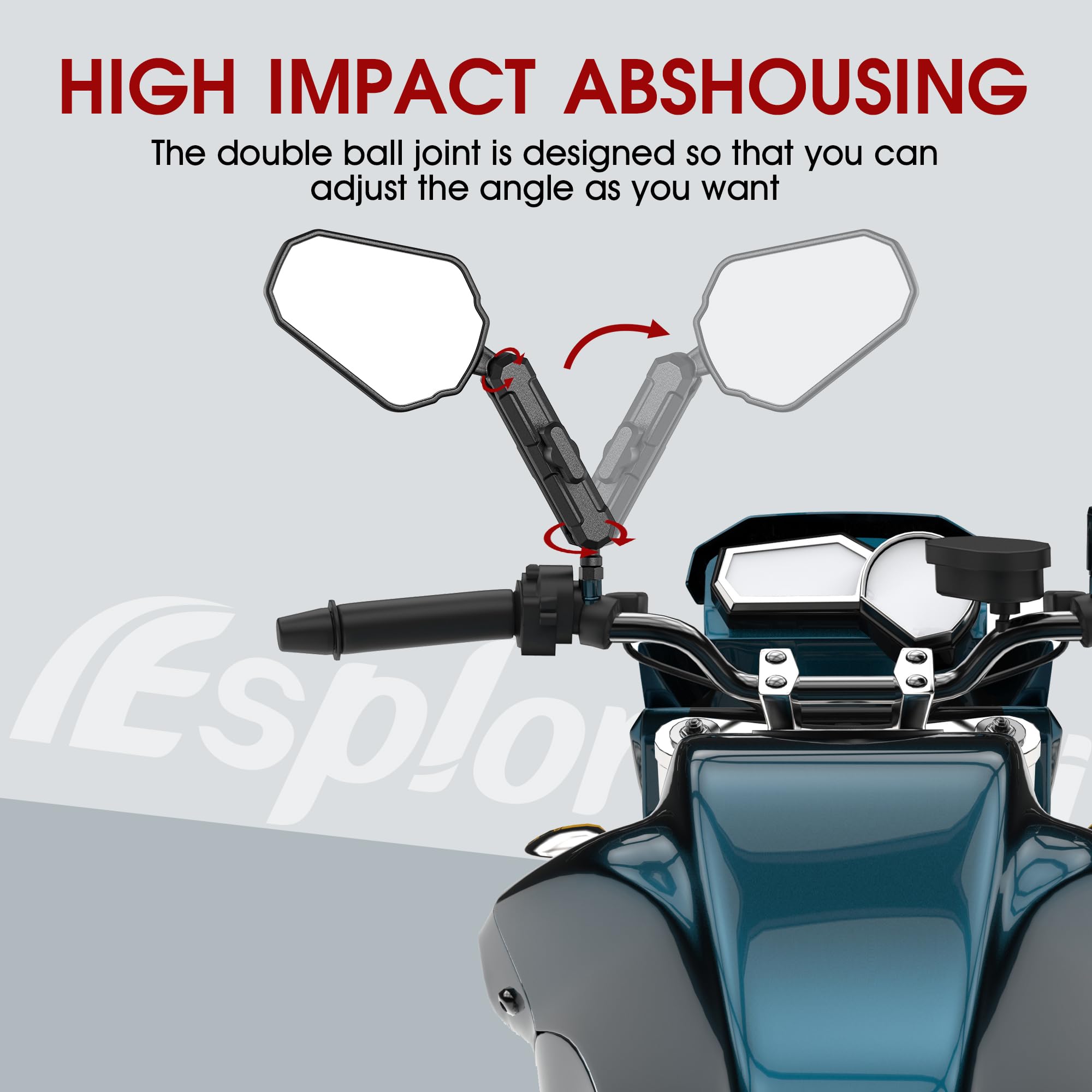 Motorcycle Mirrors,Esploratori Motorcycle Adventure Rear View Mirror Upgrade Adjustable With 7/8'' Handlebar Mount and 8/10MM Sc