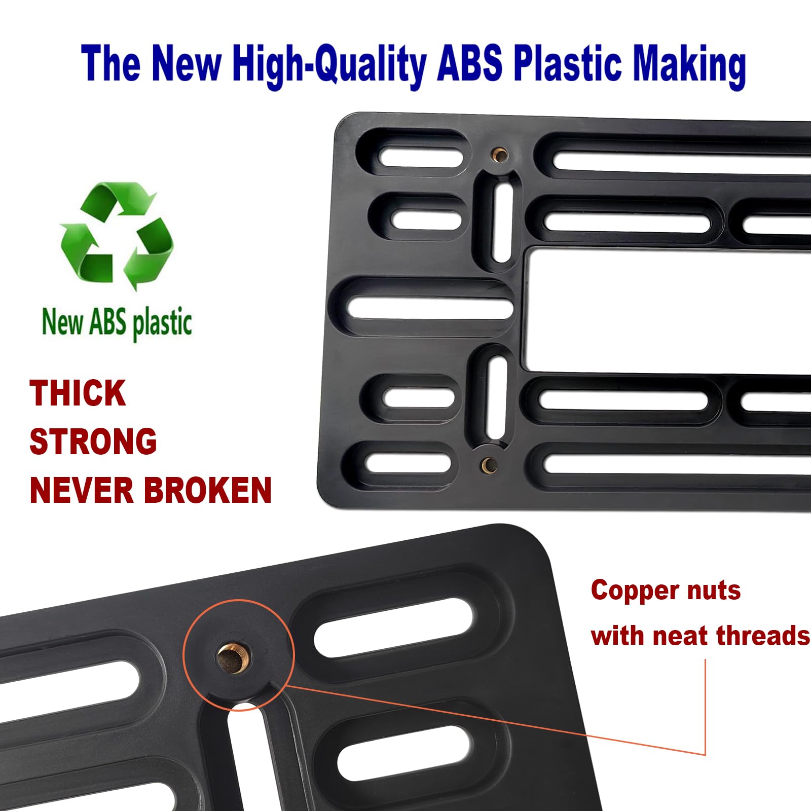 Aootf Front License Plate Bracket- Universal Front Bumper License Plate Mounting Kit, Car Tag Holder Adapter& Carbon Fiber Plate Cover, Anti-Theft Lock Screws, Caps, Nuts, For Us Vehicle Trailer Truck