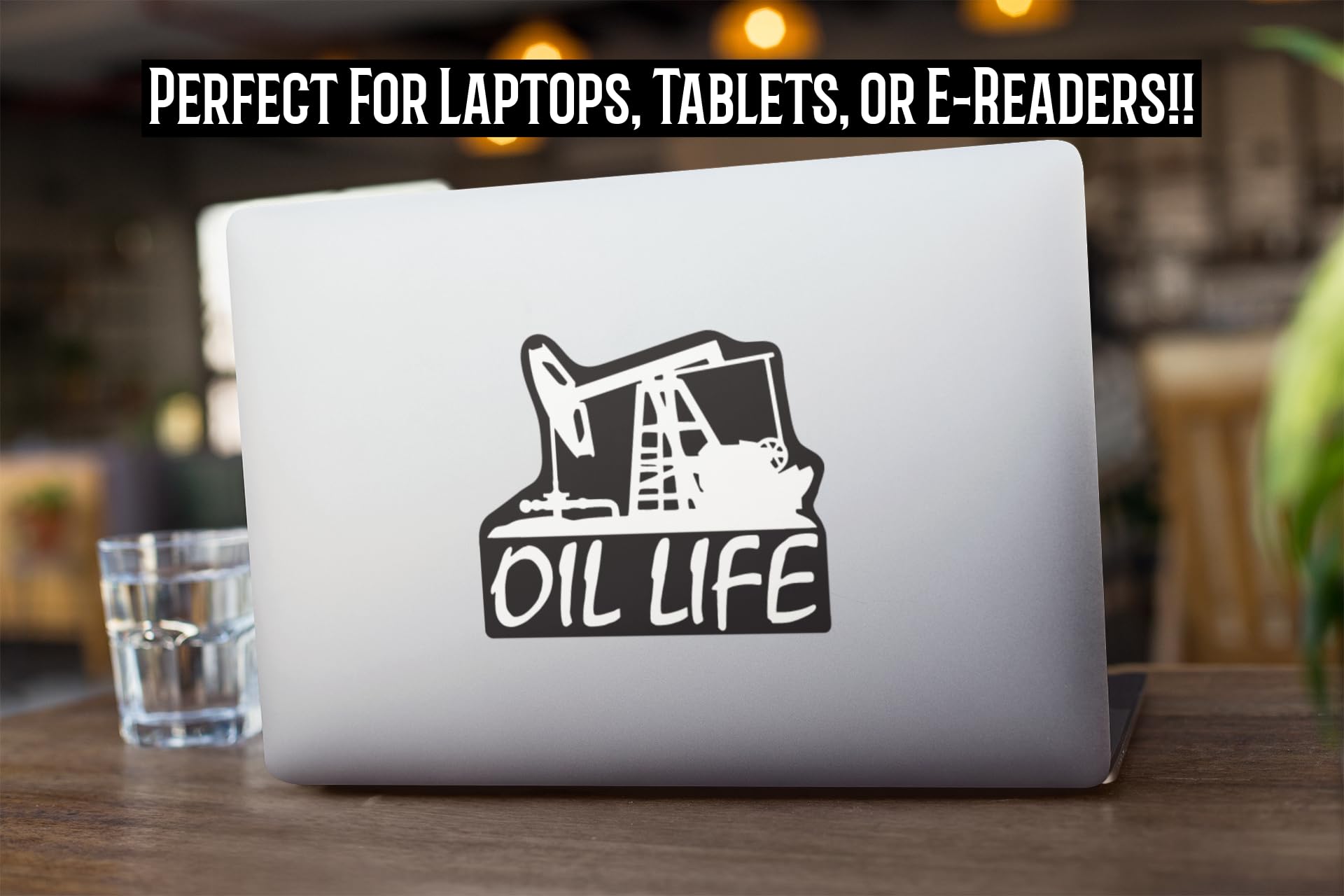 KCD Oil Life Rig Vinyl Decal Sticker - 5.5 Inch, White with Black Background for Cars, Trucks, Vans, Windows, and Laptops