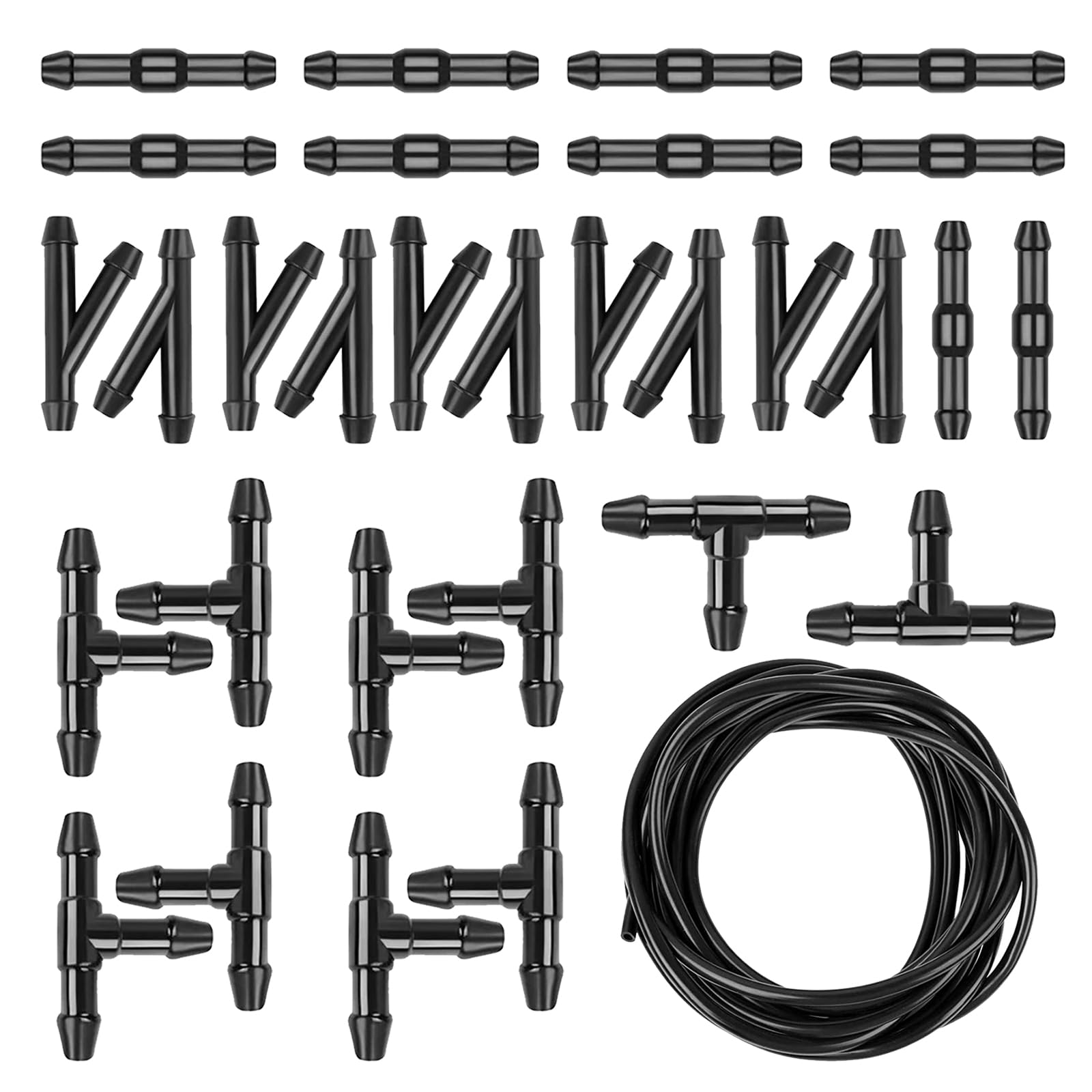 Gseigvee 30 PCS Car Windshield Washer Hose Kit, 13.1Ft/4M Washer Fluid Hose, I-Type Y-Type T-Hose Connector for Connecting Car W