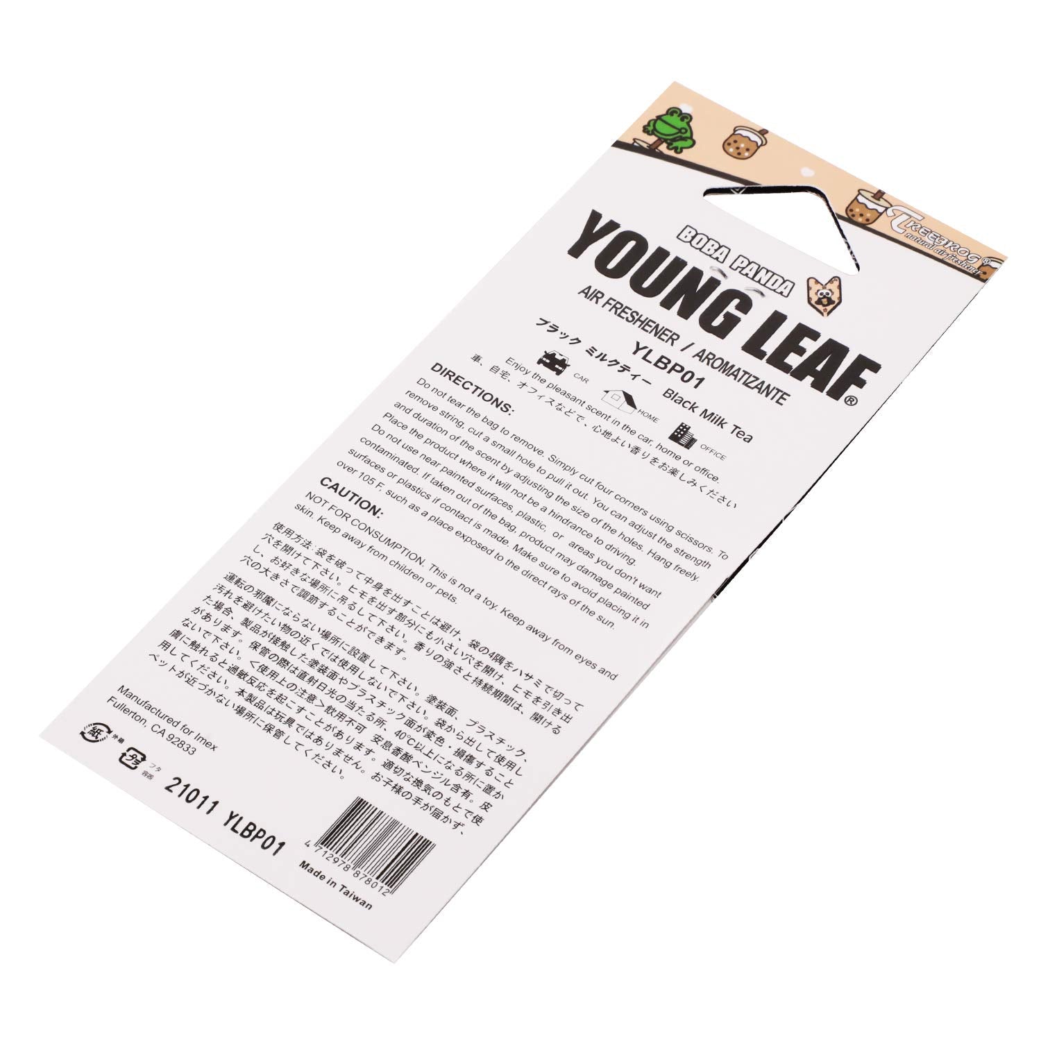 Treefrog Ylbp01 Paper Young Leaf Wakaba Hanging Air Freshener For Home Office Car In-Door, Black Mike Tea Scent