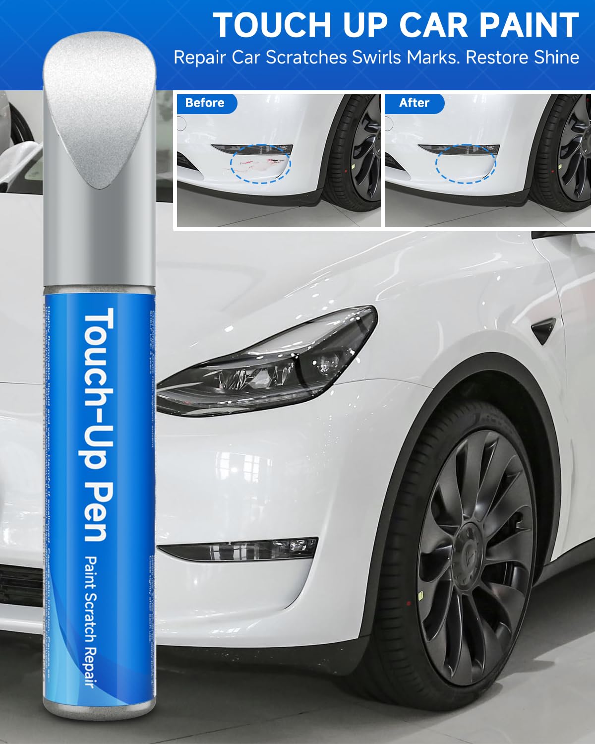 TESLAUNCH Touch Up Paint Pen for Tesla Model 3/Y/S/X - 0.41 Fl Oz, Red (PMMR/PPMR) - OEM Original Scratch Repair Solution