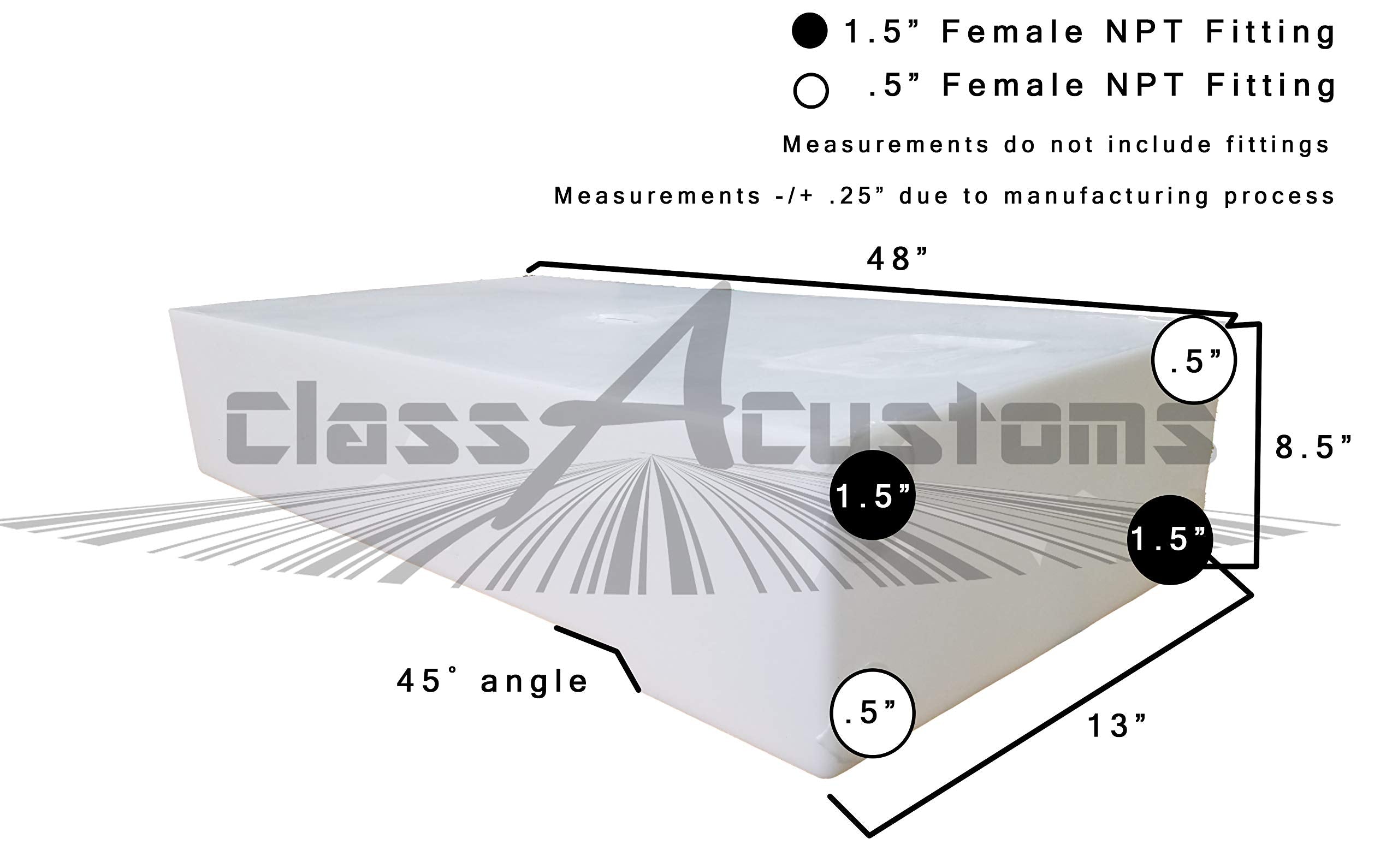 Class A Customs UM-2000 UnderMount 20 Gallon RV Fresh & Gray Water Tank - White Polyethylene