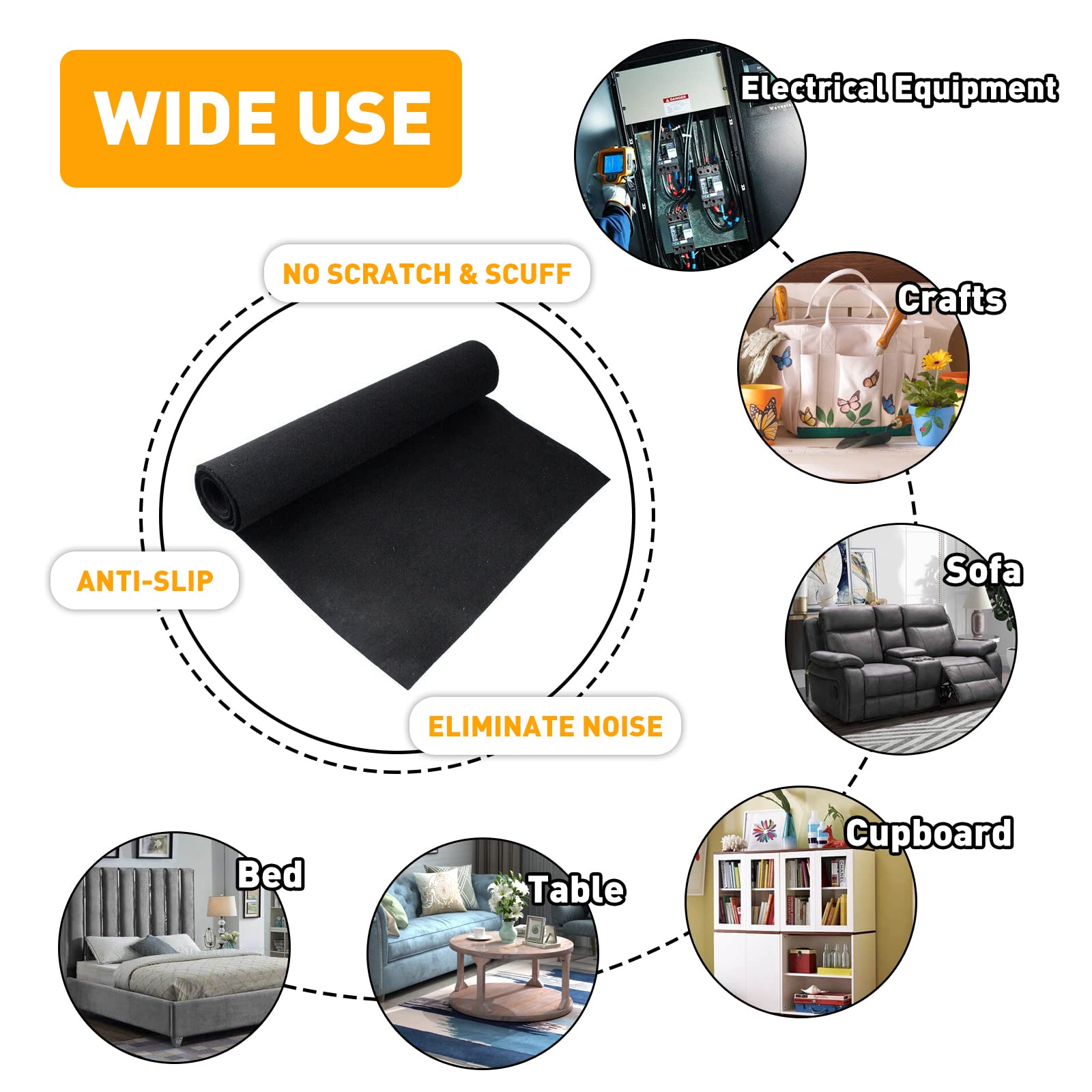 Halero Black Underfelt Carpet 78"x25" for Speaker & Auto Use - Durable Polypropylene Liner for RV, Boat, Truck, Car Trunk