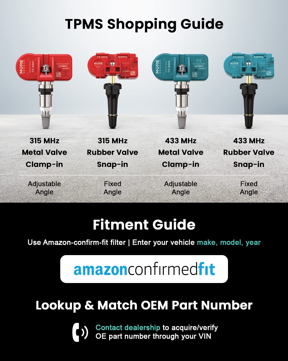 Moresensor Signature Series 315Mhz Tpms Tire Pressure Sensor 4-Pack | Preprogrammed For Select 70+ American Brand Models | Repla