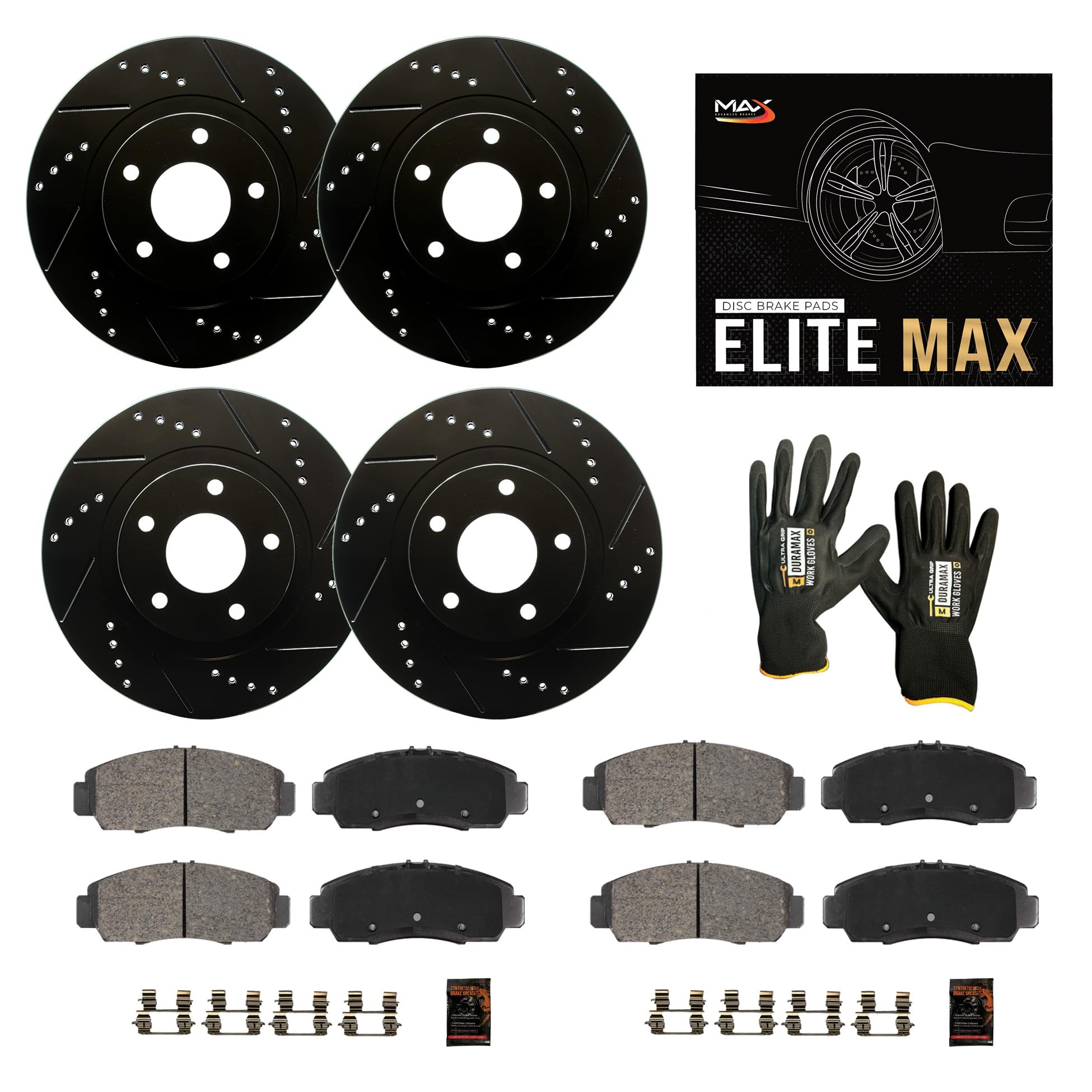 Max Advanced Brakes Front & Rear Brake Kit Compatible With 2004-2007 2008 2009 2010 2011 2012 2013 Mazda 3 Sport 2.0L Replacemen