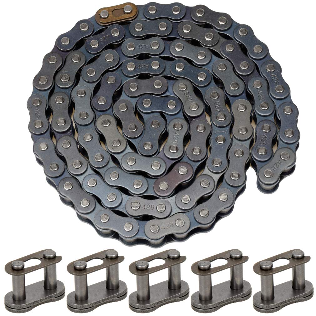 Hiaors 428 Drive Chain 102 Link With 5Pcs Connecting Master Link For 50Cc 70Cc 90Cc 110Cc 125Cc Honda Xr50 Crf50 Yamaha Ttr 225 