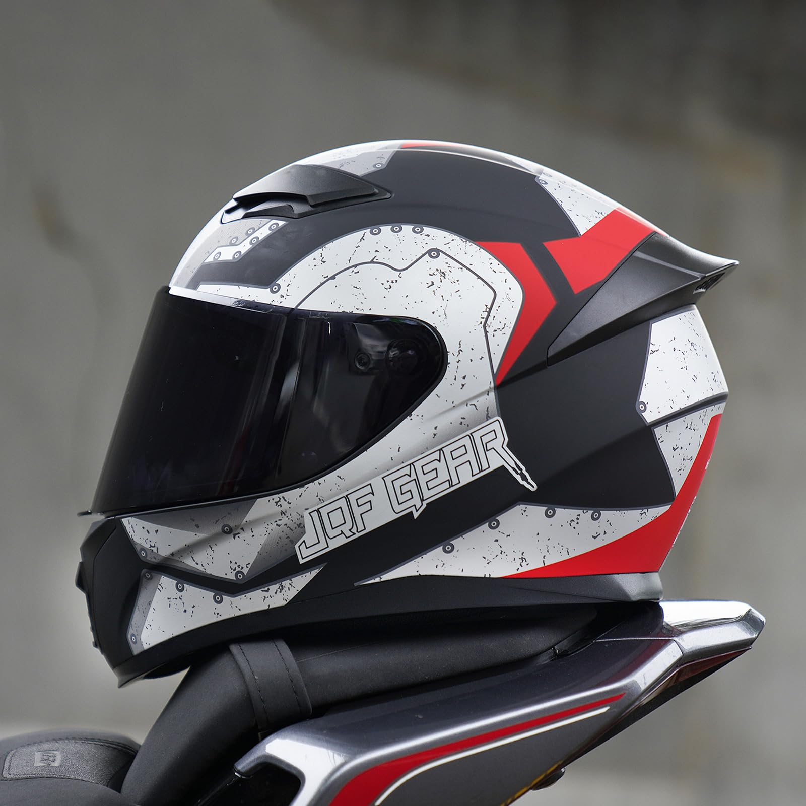 Jqf Gear Full Face Motorcycle Helmet Ws-607 Dot Approved Motorbike Racing Street Bike Helmets For Adults With Clear And Black Vi