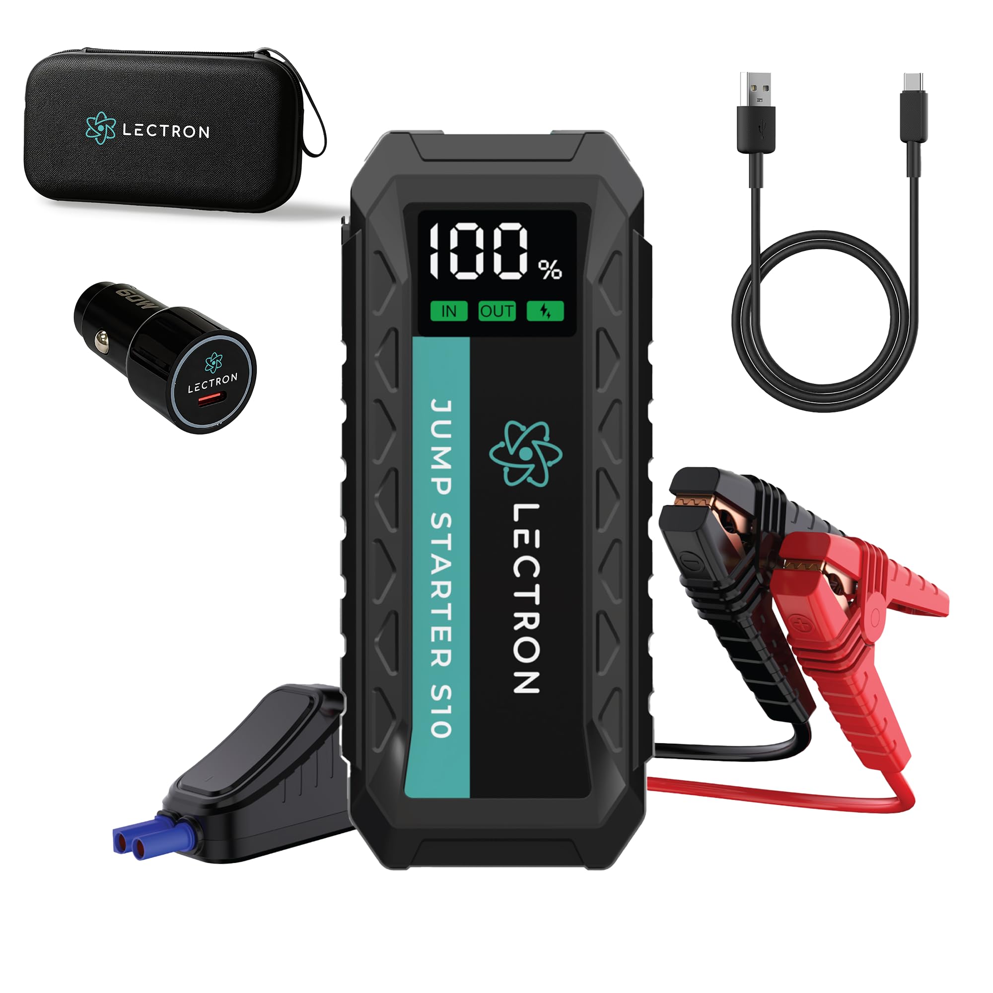 Lectron 4000A Car Battery Jump Starter, Portable Battery Booster Pack for Up to 10.0L Gas/8.0L Diesel Engines, 12V Jump Box with