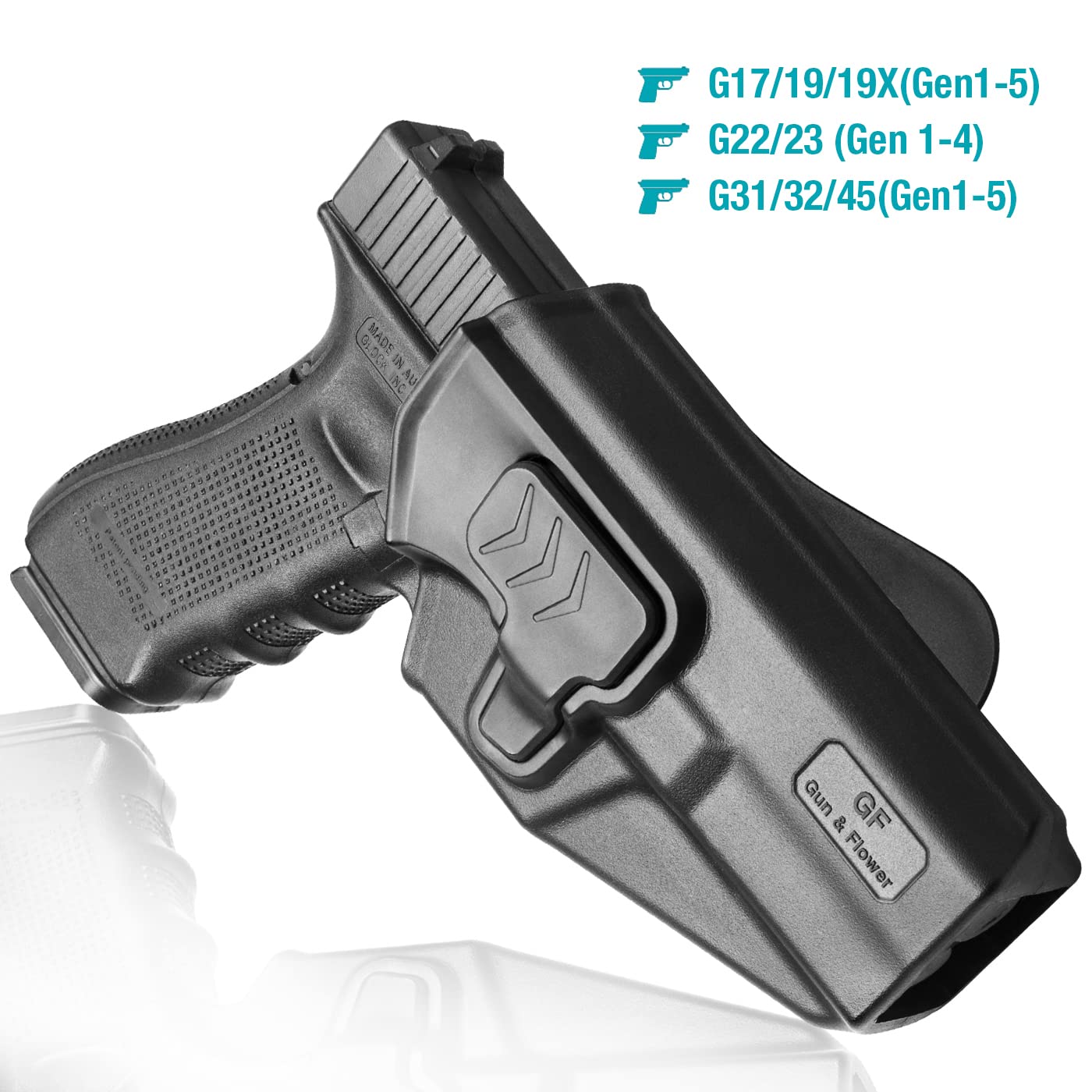 Compatible With Glock 17 Holster, Polymer Owb Holster Fits G1719233132(Gen1-5), G22 (Gen1-4), G19X45 Open Carry Holster For Outs