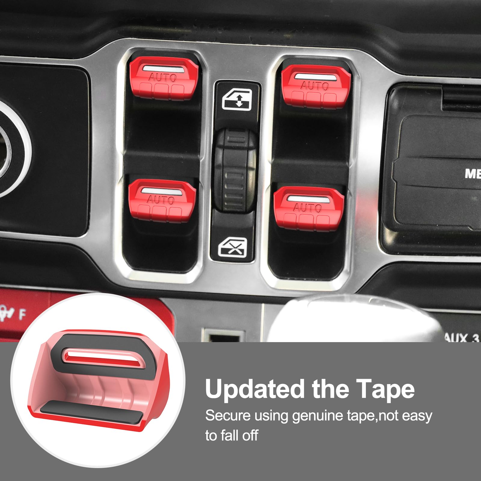 Diamooky 4Pcs Upgraded Window Switch Button Cover Compatible With Jeep Wrangler Jl Jlu 2018-2025 And Gladiator Jt 2020 2021 2022 2023 2024 2025 Wrangler 4Xe Interior Accessories(Bright Red)