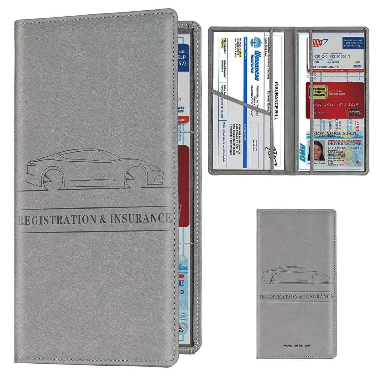 PRUTHA Car Document Holder with Magnetic Closure Vehicle Registration & Insurance Card, Driving Licence, RC Book Organizer with 