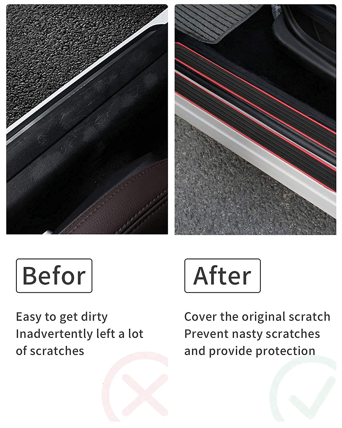 Hocheslo Door Sill Plate Protectors For Car, Universal Door Entry Guards Sill Scuff Cover Panel Step Protector, Welcome Pedal Pr