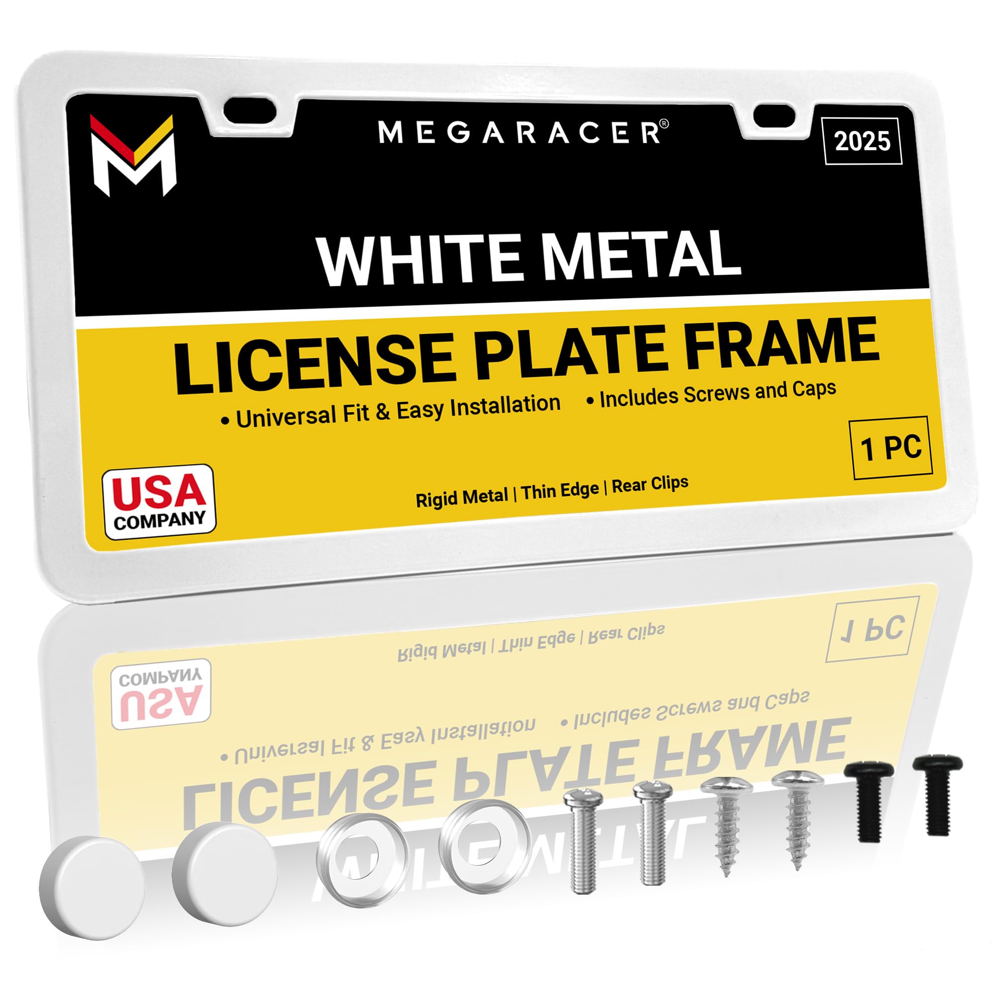 White License Plate Frame | Metal License Plate Holder | Plate Cover For Car Plate Frame | Slim License Plate Frames White | Lic