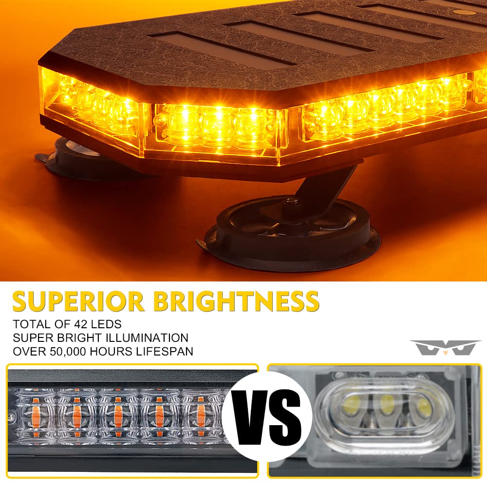 LUMENIX 42" LED Rooftop Strobe Beacon Light Bar, Amber High Bright Hazard Warning for Vehicles, Tow Trucks, Snowplows