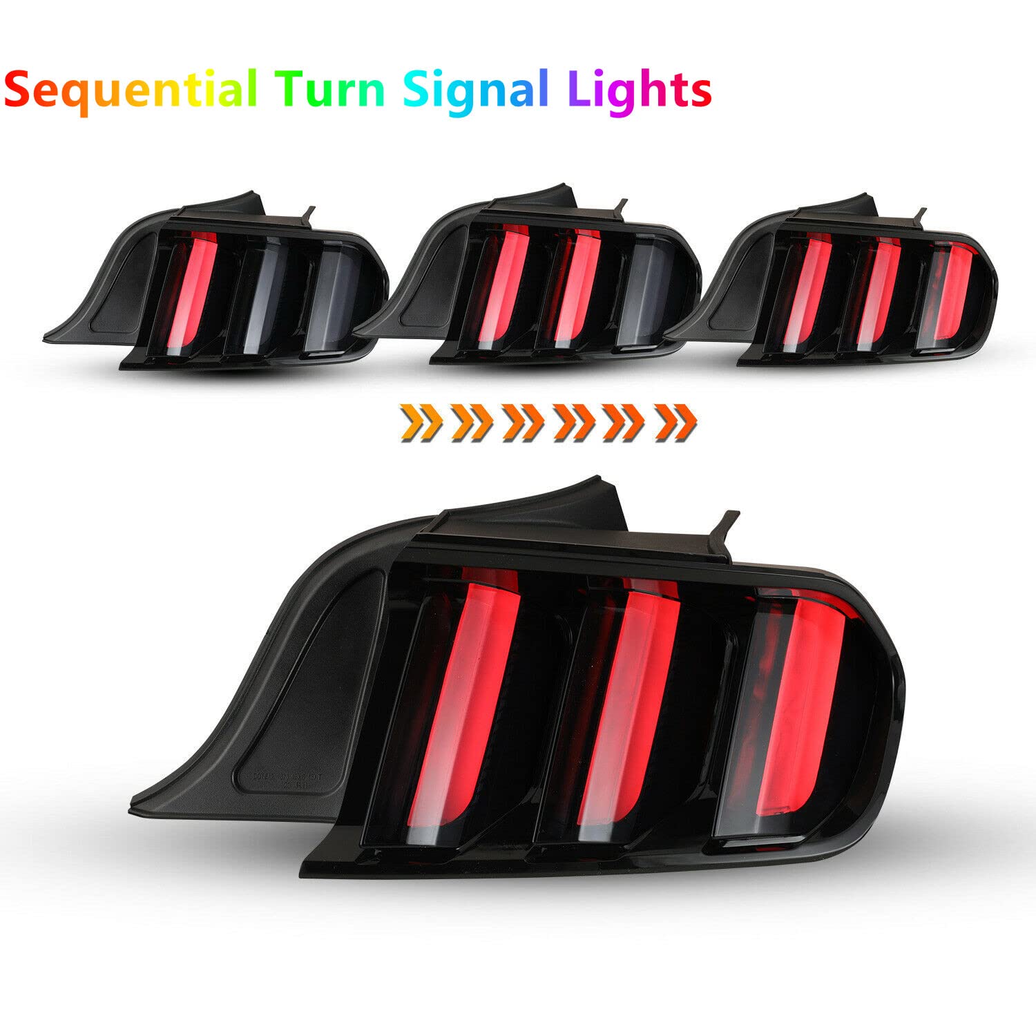 Cpw Led Taillights Fit For 2015-2023 Ford Mustang Coupe & Convertible,Led Functional Rear Lamps For 2016-2020 Ford Mustang Shelby Gt350, Tail Lights For 2020-2023 Mustang Shelby Gt500 (Black/Smoke)