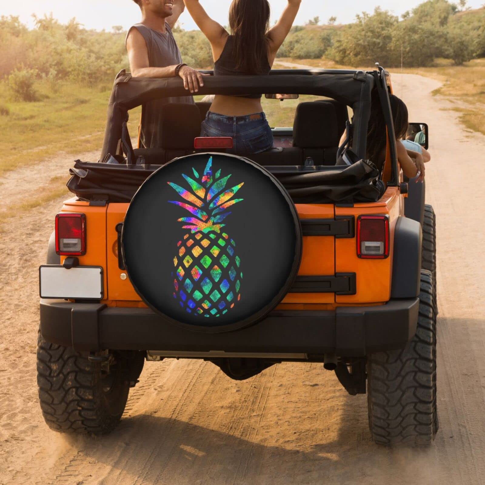 Dujiea Colorful Pineapple Spare Tire Cover, Universal Wheel Tire Cover Dust-Proof Tire Protectors for Trailer Rv Van SUV Truck C