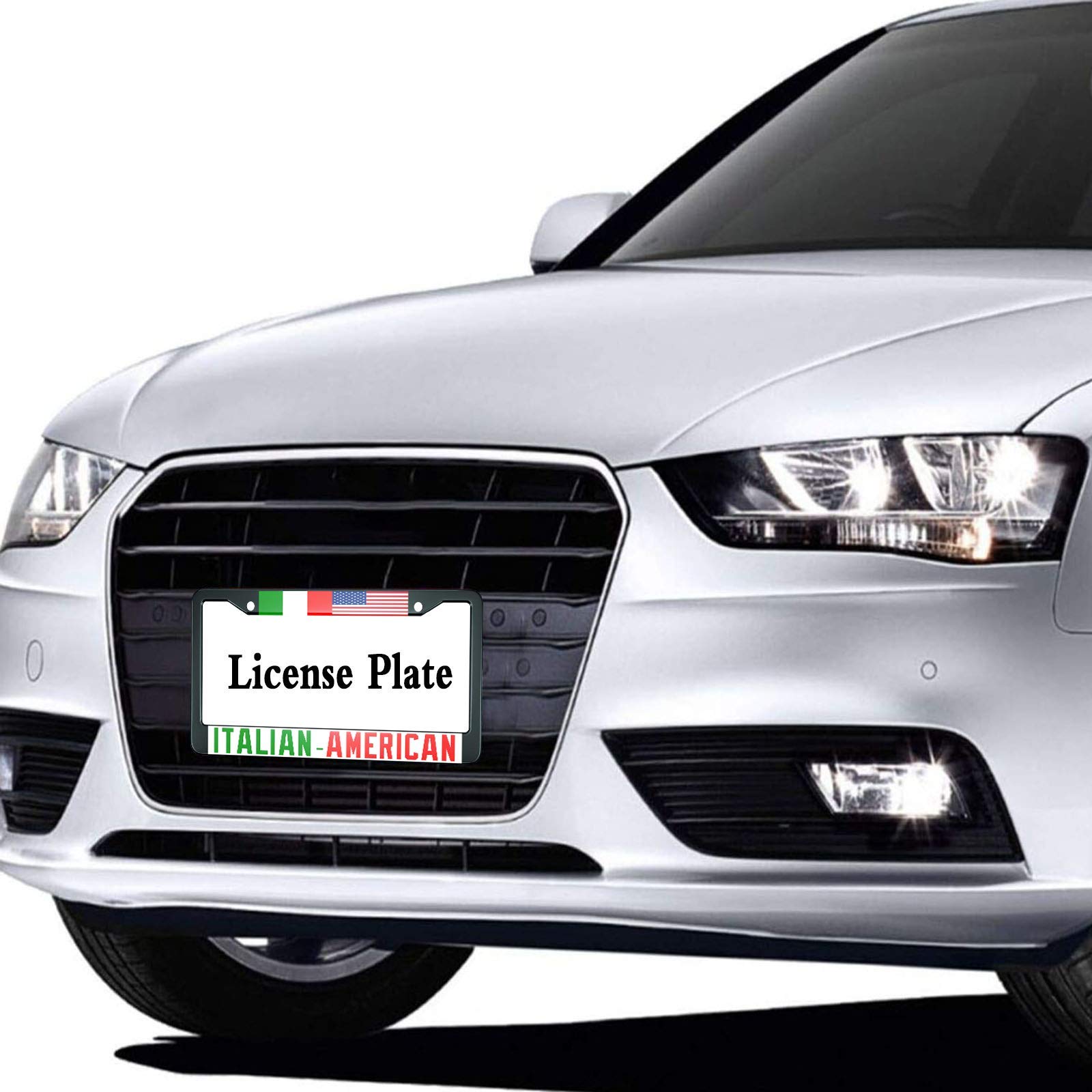 HOSNYE Italian American Flay License Plate Frame Symbol of Friendship Between The Two Countries Metal License Plate Cover Front