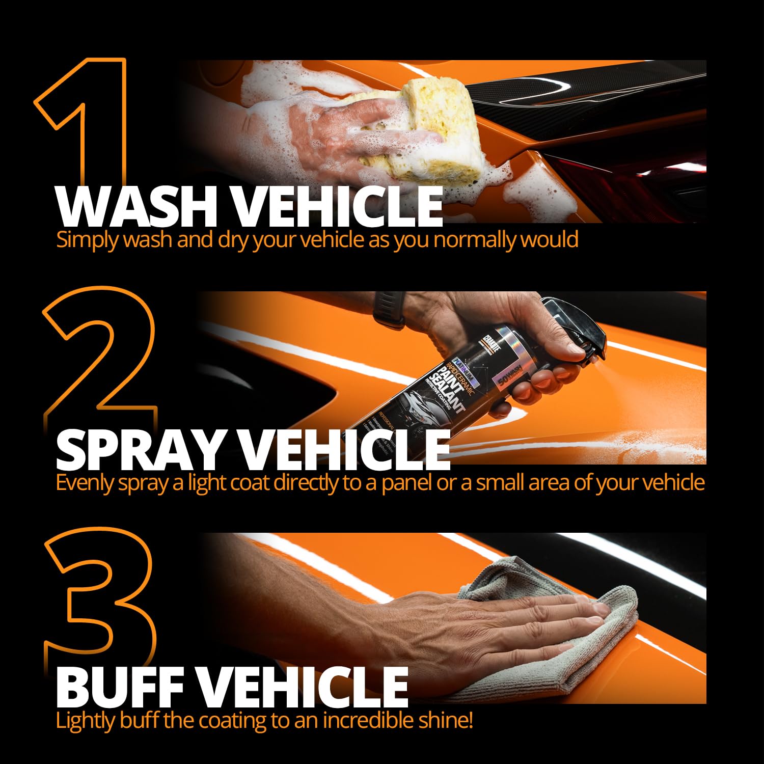 CERAKOTE Rapid Ceramic Paint Sealant Spray - 128 fl oz - Clear - Extremely Hydrophobic Coating for Cars - Maximum Gloss & Shine