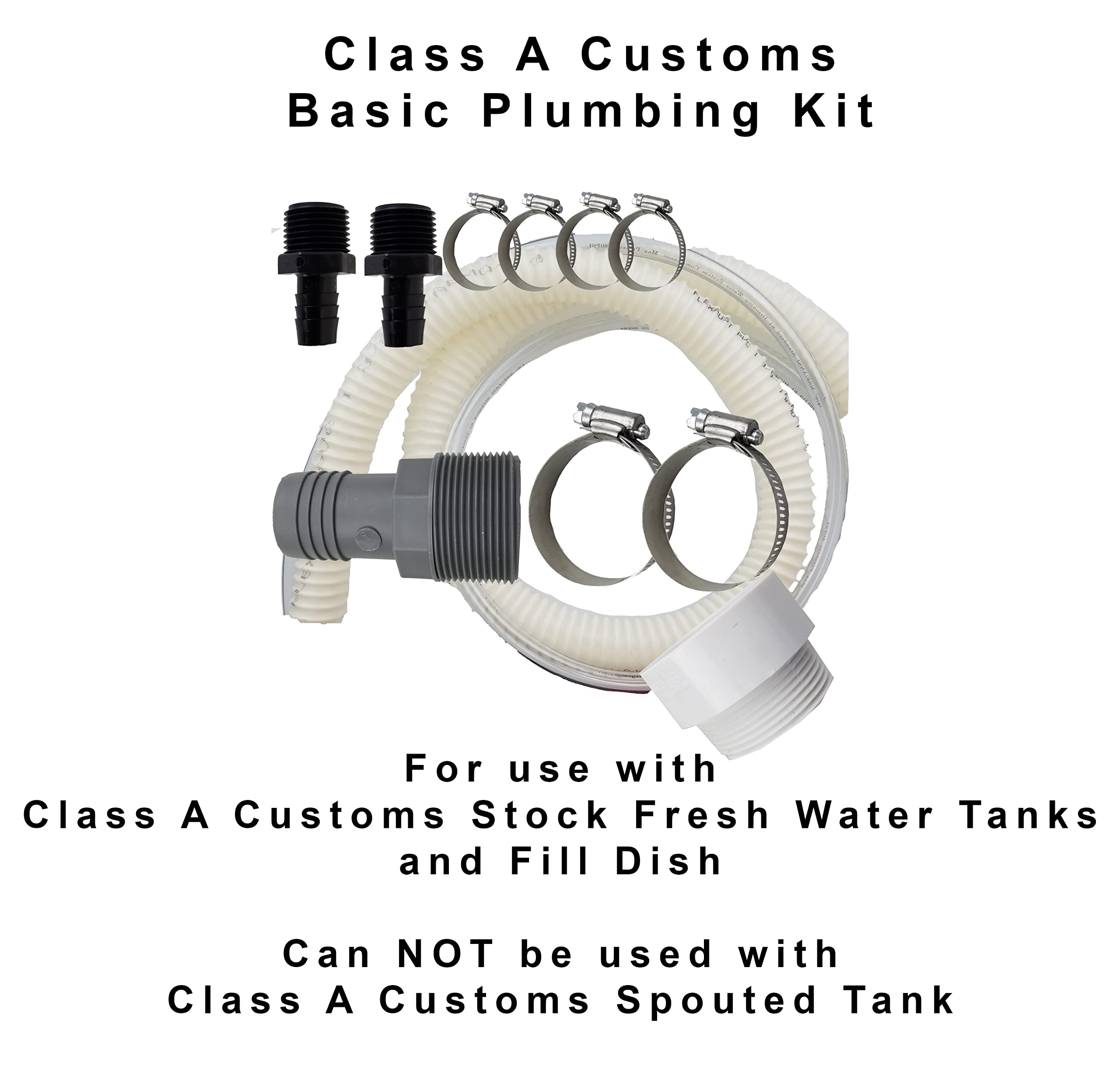 Class A Customs 10 Gallon Fresh Water Tank & Plumbing Kit - White Resin RV Concession