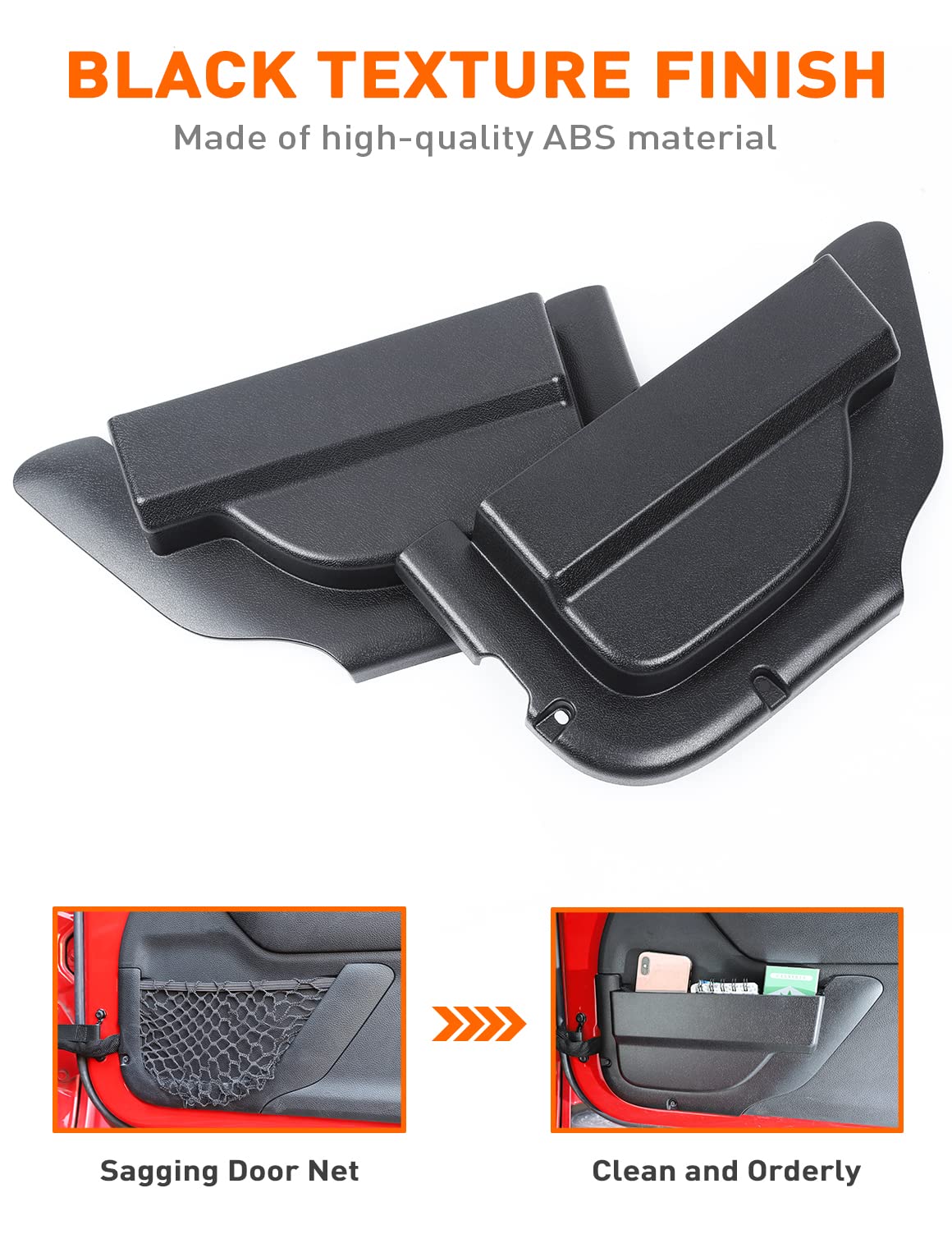 Savadicar Dp4 Front Door Storage Pockets Without Cup Holder, Side Insert Box Organizer For 2011-2018 Jeep Wrangler Jk Jku 2/4 Do