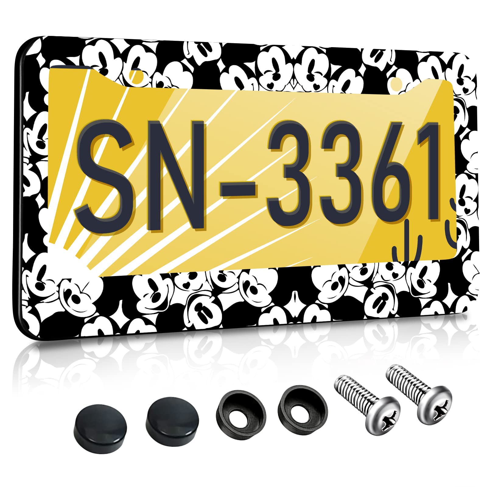 Akkya License Plate Frames For Women Men Car Plate Holder Cover Cute Cartoon Metal Tag Frame Stainless Steel Car Accessories Fro