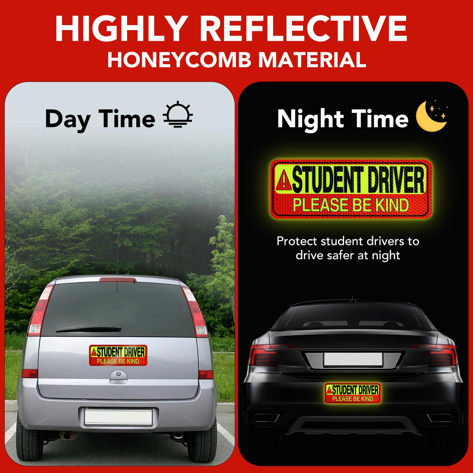 Diymag 6Pcs Student Driver Sticker Magnet For Car, Please Be Patient New Drivers Glow In Dark Accessories Magnetic Novice New Dr