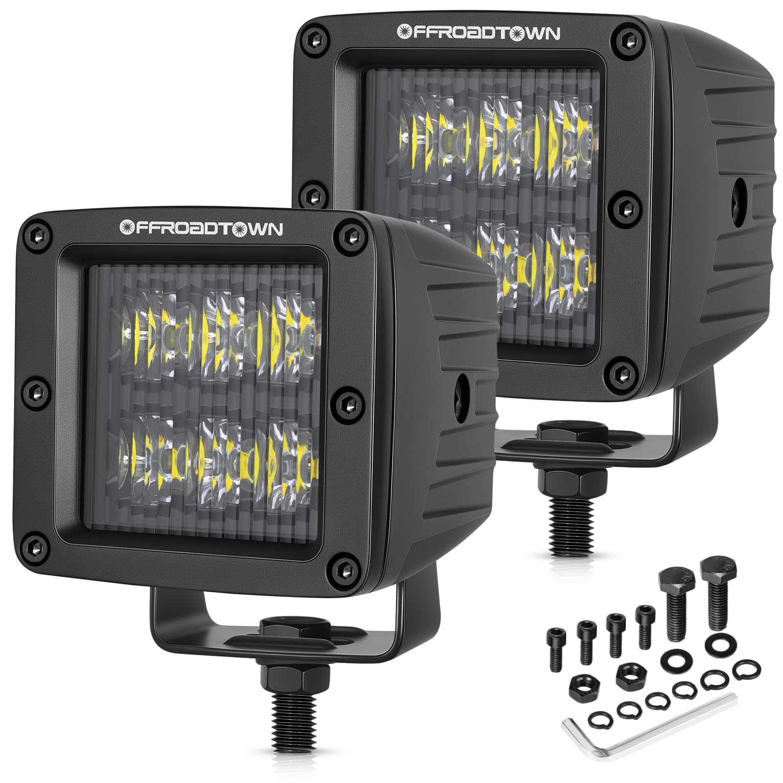 LED Cubes, OFFROADTOWN 3inch 120W CREE LED Pods Driving Lights Cubes Ditch Light Off Road Lights Reverse Light for Truck Pickup 