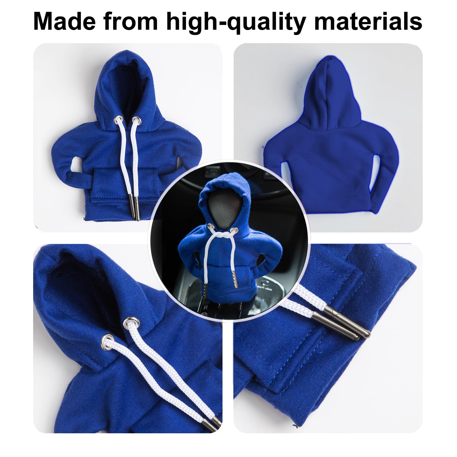 Ecdream 2Pcs Car Shift Knob Hoodies, Funny Sweater Hoodie For Gearshift, Automotive Interior Accessories (Blue And Pink)