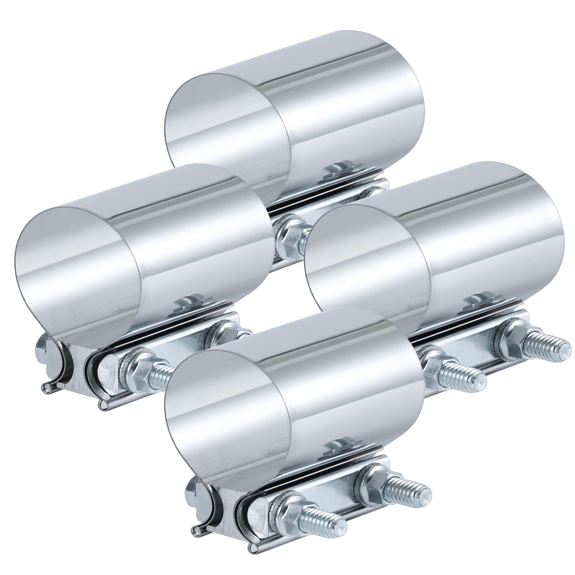 Vitonsbay 3.0 Inch Exhaust Clamp, 3 Inch Butt Joint Exhaust Pipe Muffler Band Clamp Sleeve Coupler Stainless Steel(4Pcs)