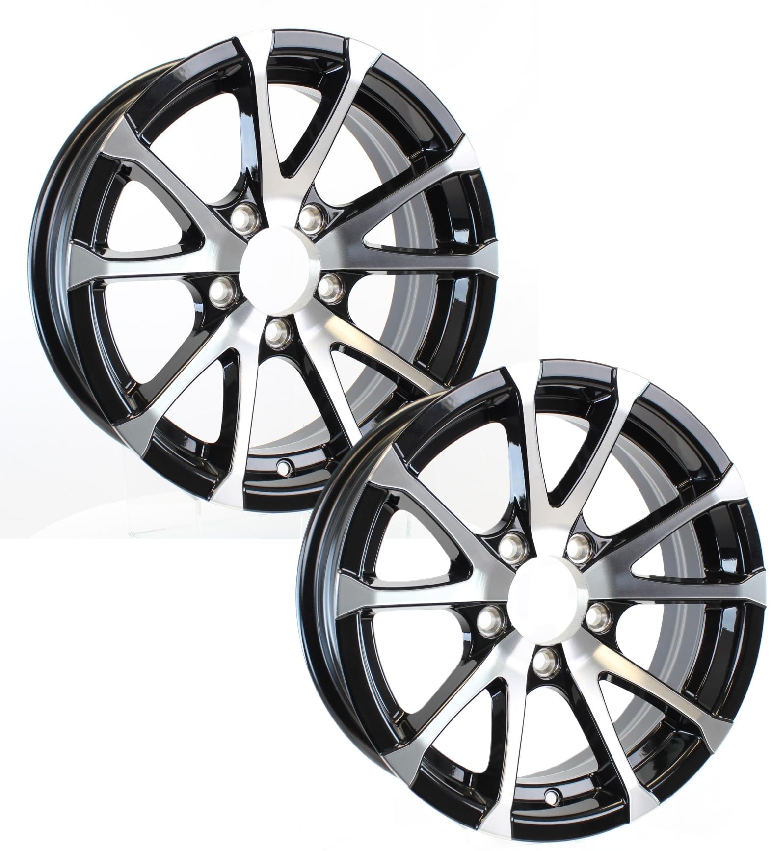 eCustomrim 2-Pack Aluminum Trailer Wheels 15X6 15 Rim Black and Machined 5 Lug T07