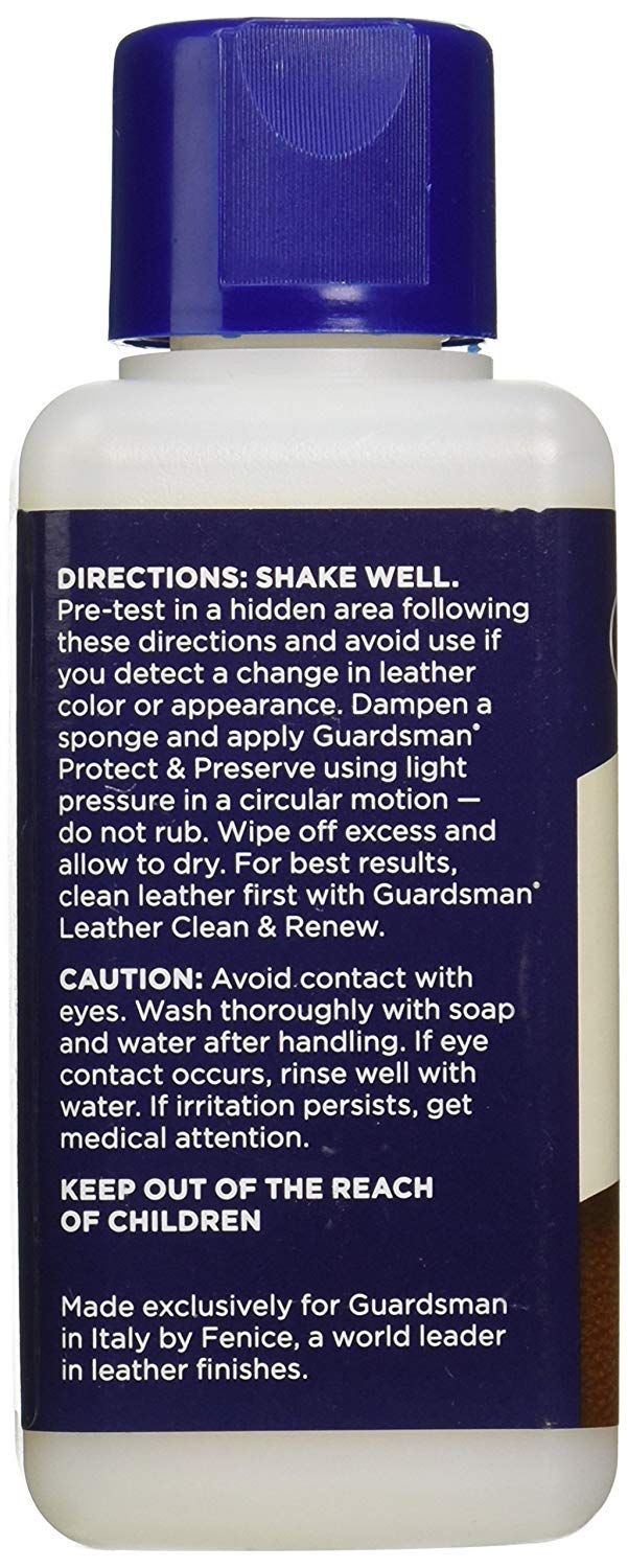 Guardsman Protect & Preserve For Leather 8.4 Oz - Repels Stains, Retains Color And Softness, Great For Leather Furniture & Car I