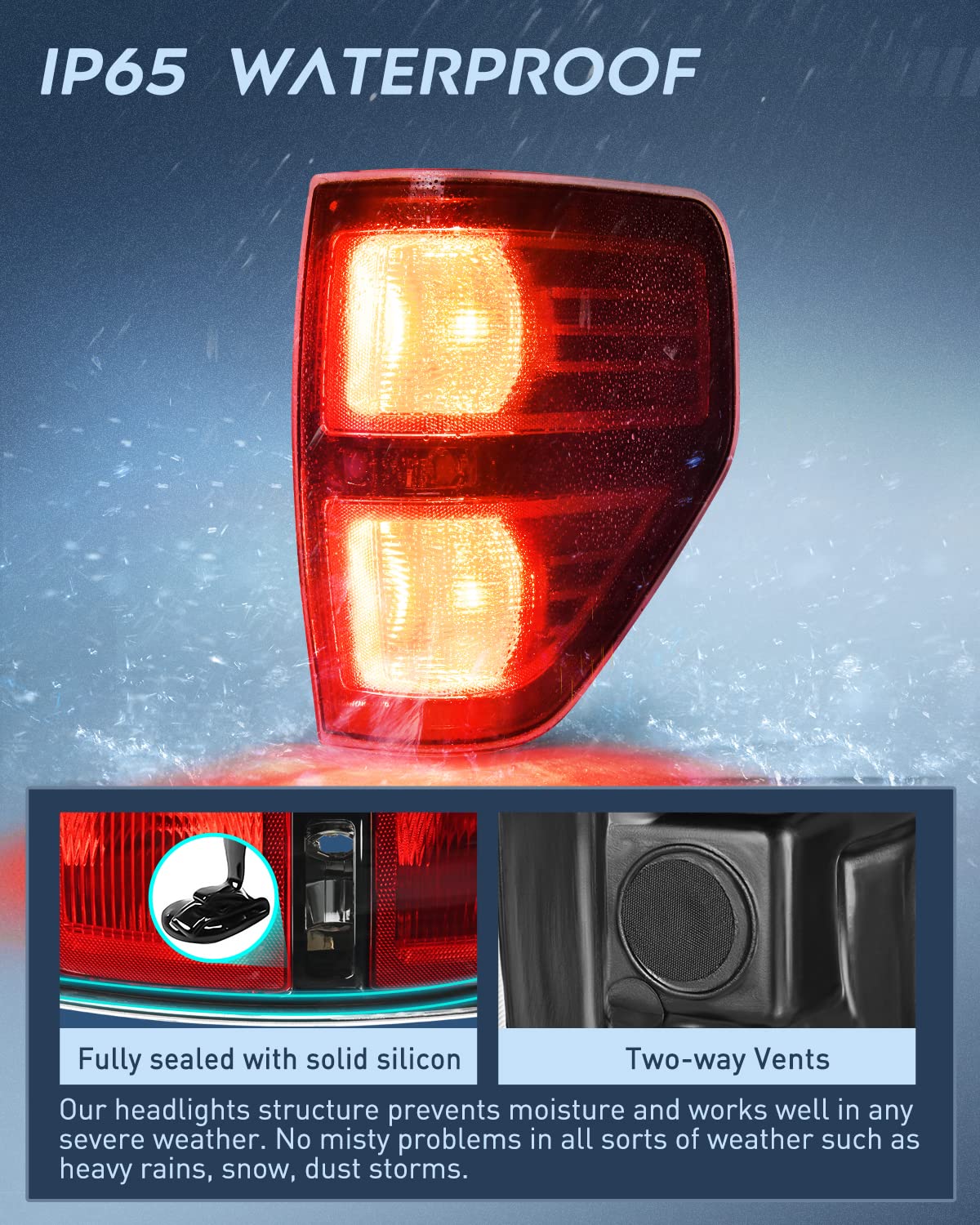 Nilight Taillight Assembly for 2009-2014 Ford F150 Pickup Truck, Right Rear Lamp, OE Style, Black-Passenger Side, Model NA809