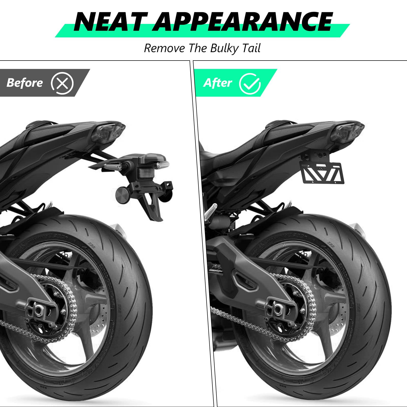 Inkudri 2023 Ninja 650 Fender Eliminator 2022 Z650 Ninja 650 Tail Tidy Ninja 650 License Plate Bracket Mount Z650 License Plate