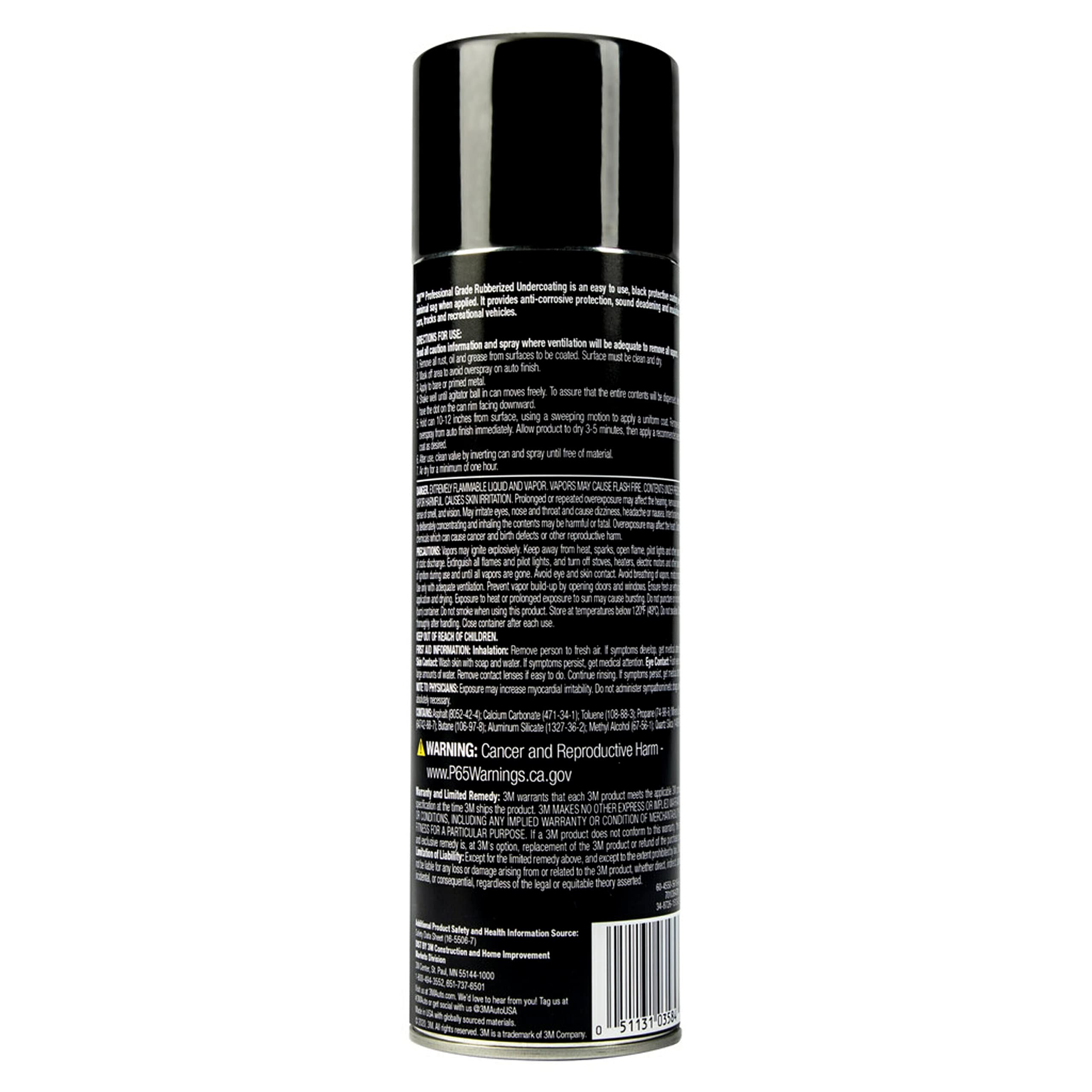 3M Professional Grade Rubberized Undercoating, 16 oz Aerosol, Corrosion & Water Resistant, Black, Model 03584