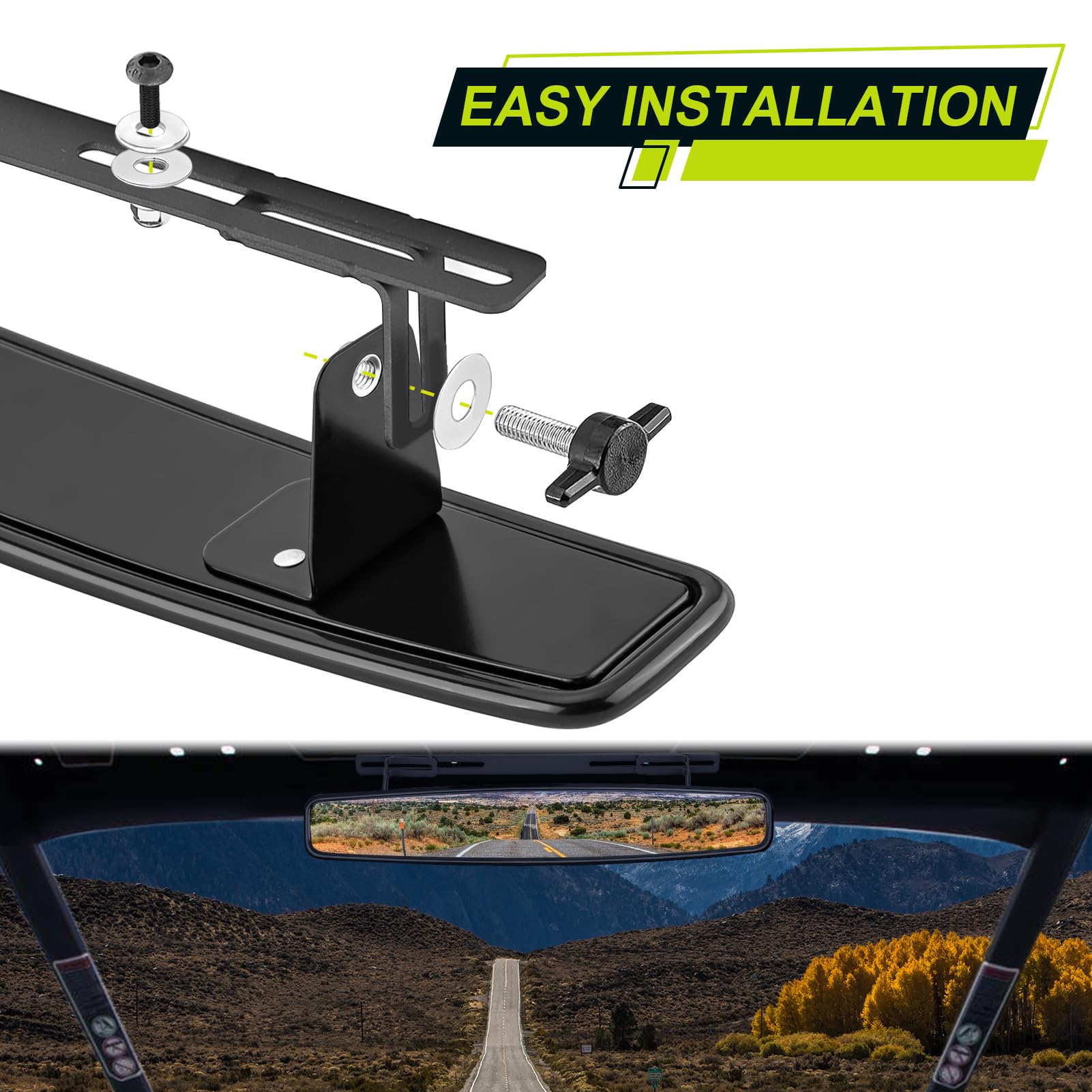 Mofun Utv Rear View Center Mirror With Bracket Compatible With 2016-2024 Can-Am Defender Hd5 Hd8 Hd10