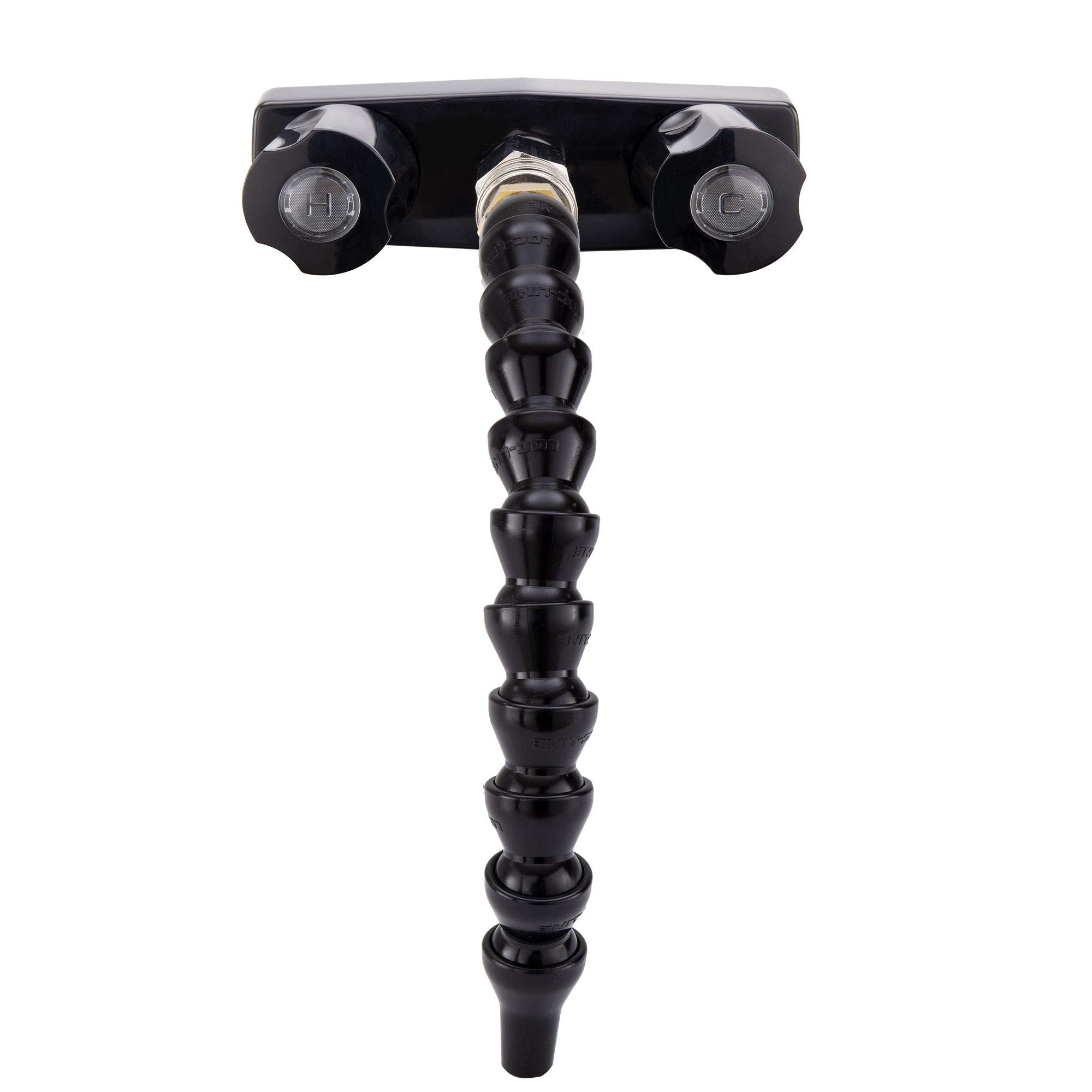 RecPro RV Exterior Faucet Hot/Cold, High Pressure Sprayer, Metal, Flex Spout, Black, Model 193652030058