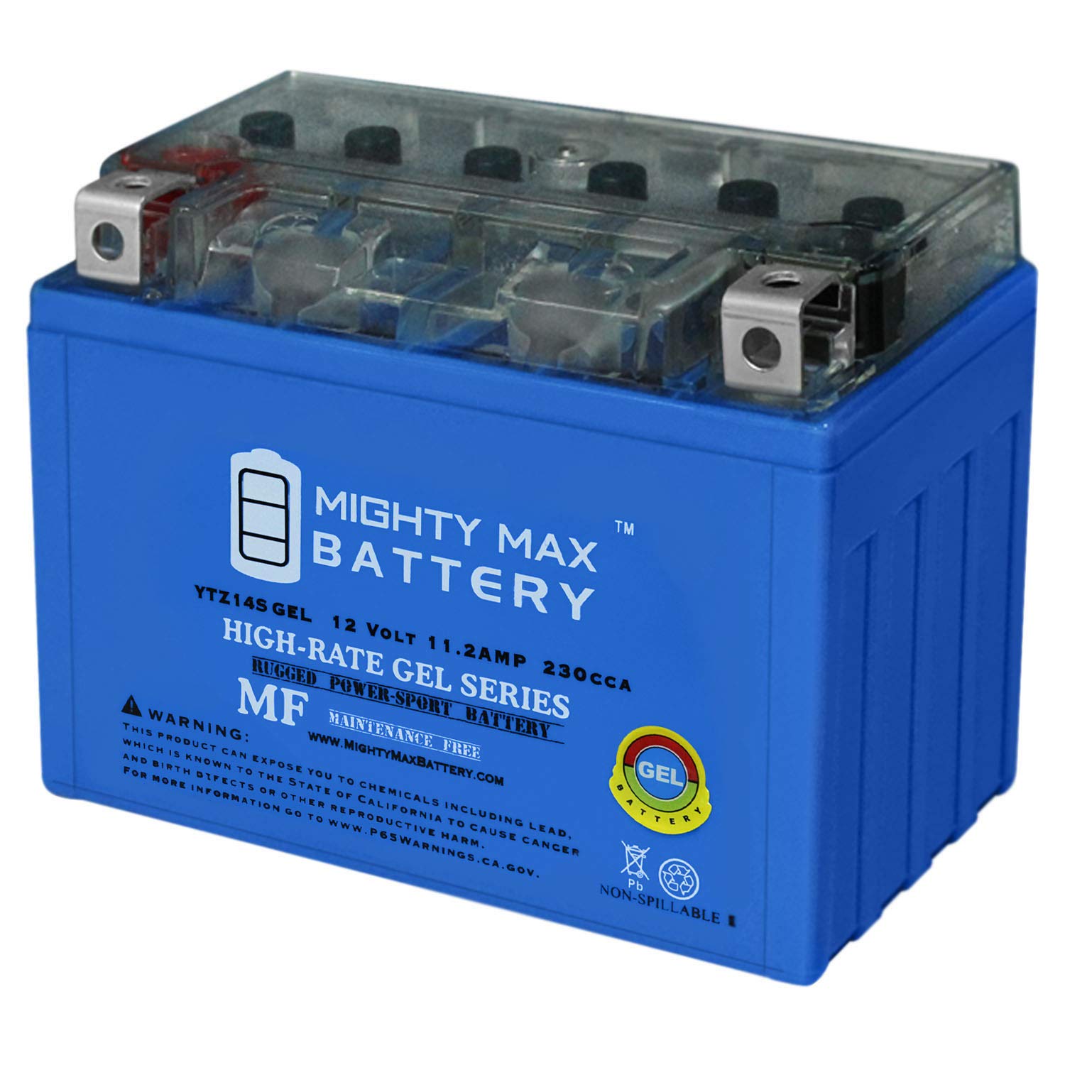 Mighty Max Battery Ytz14S Gel -12 Volt 11.2 Ah, Gel Type, 230 Cca, Rechargeable Maintenance Free Sla Agm Motorcycle Battery
