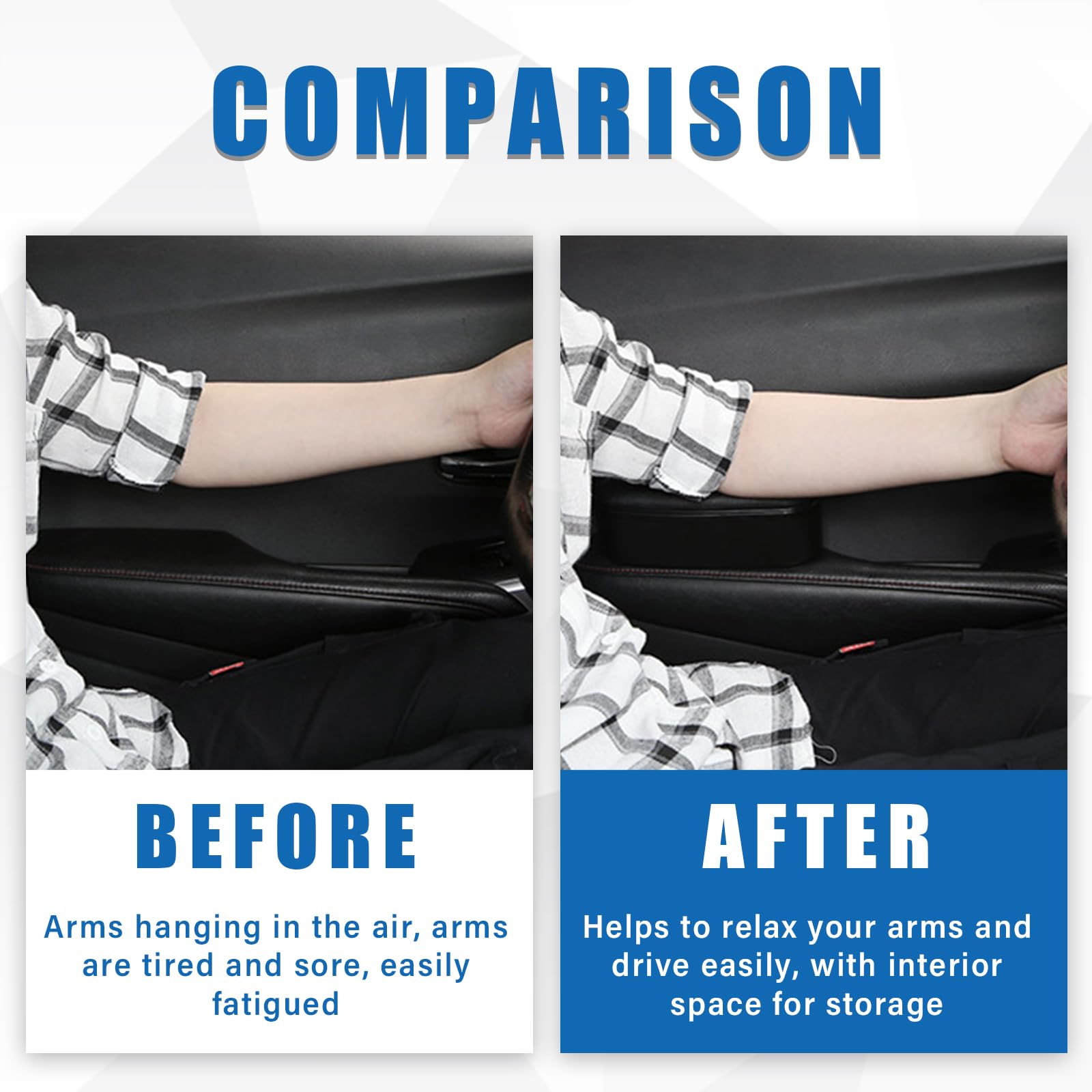 Ziciner Car Armrest Support Cover, Universal Leather Car Side Door Armrest Pillow, Relieve Driver Arm Fatigue Storage Box Cushion Pad, Automotive Interior Accessories For Most Vehicles (Black)