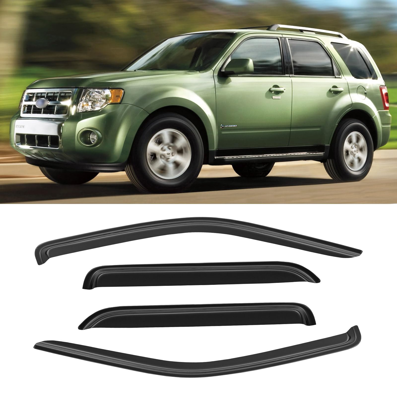 Window Rain Guards For 2001-2012 Ford Escape & 2008-2012 Mazda Tribute, Window Visor Vent Wind Shade Deflector Shield Protector