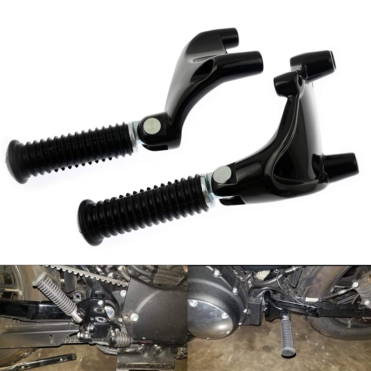 HDBUBALUS Motorcycle Rear Passenger Foot Pegs Footpegs Foot Rests Pedal & Mount Fit for Harley Sportster Iron XL 883 1200 Forty