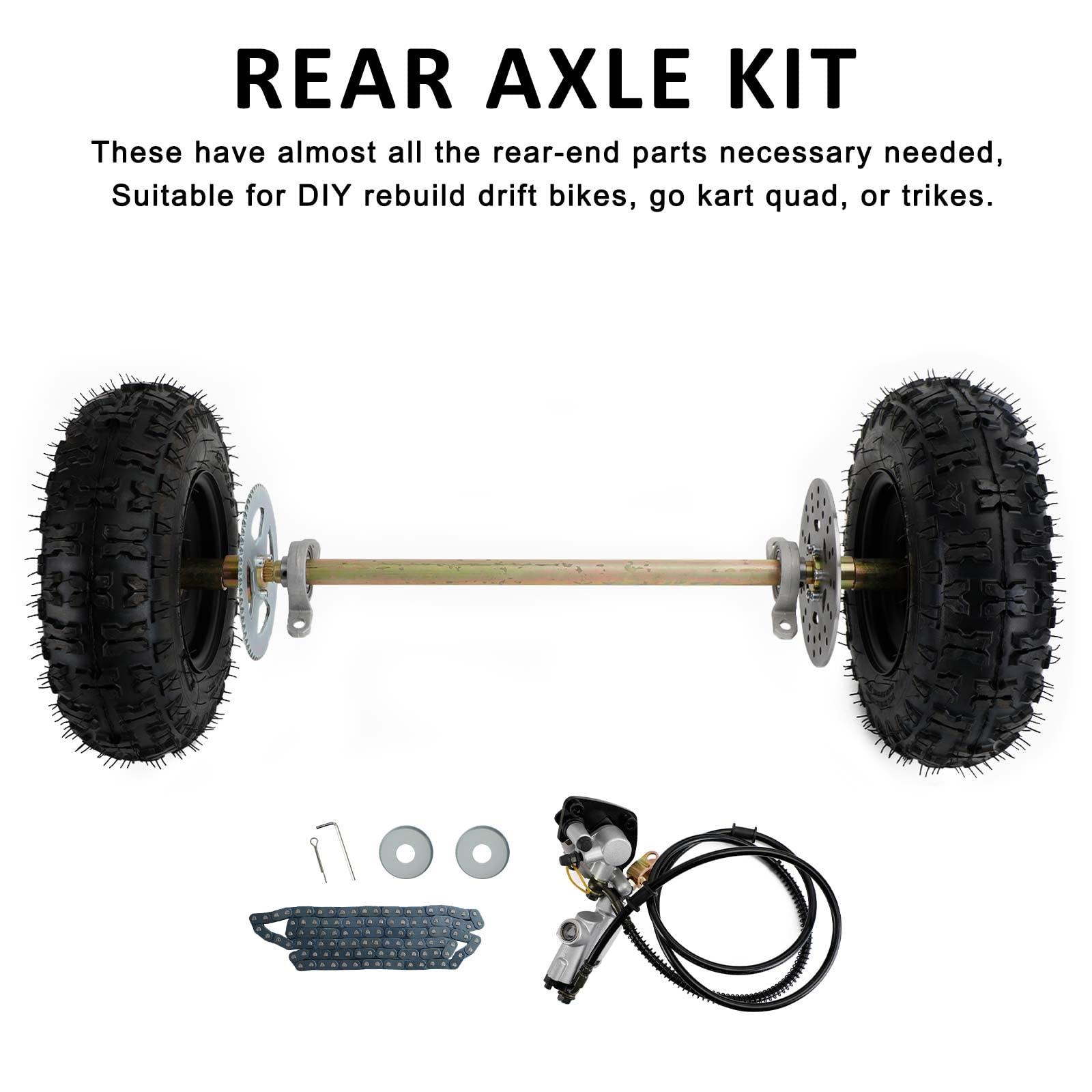 Bruce & Shark 29 Rear Axle Assembly Complete Wheel Hub Kit for Go Kart Quad Trike Drift Bikes go kart wheels go kart rear axle