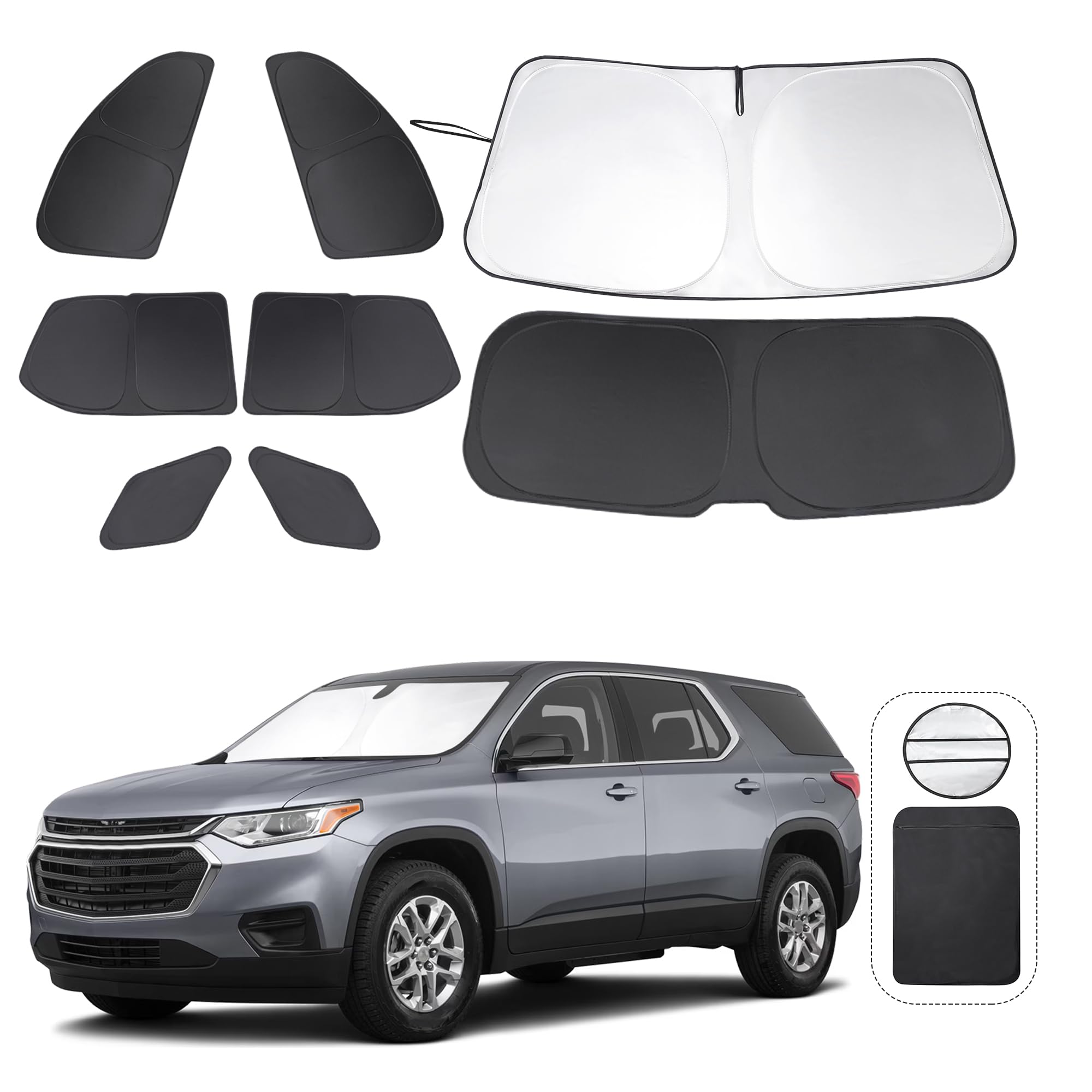 TINGLU Window Shades for Chevrolet/Chevy Traverse 2018-2023 Accessories Car Side Full Windows Rear Triangular Windshield Sun Sha