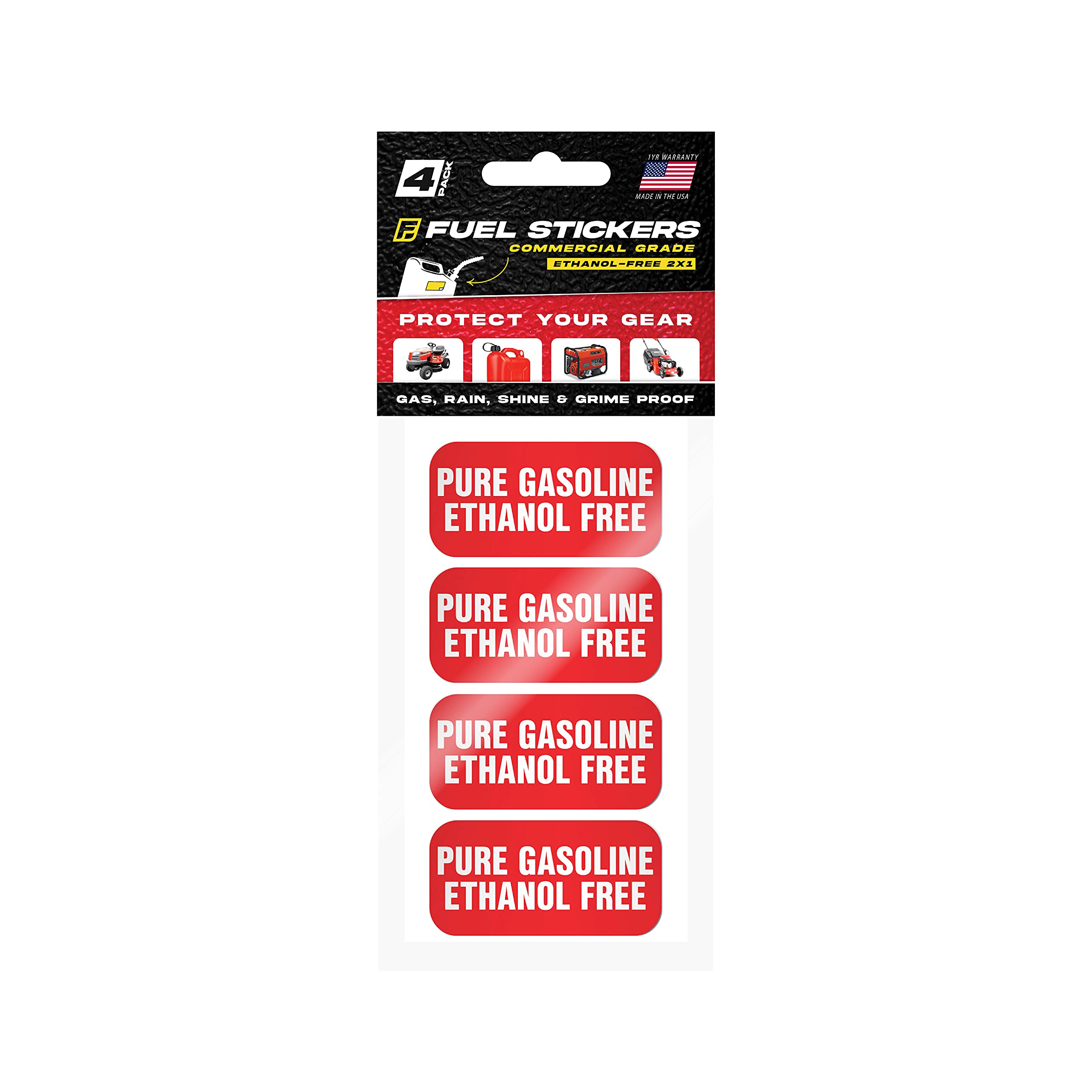 Ethanol Free Sticker, No Ethanol Labels For Fuel Cans, Mowers, Boats, Outdoor Power Equipment - Weather Proof, Extreme Stick, Commercial Grade Labels By Fuel Stickers - Usa Made (2X1 Inch), 40 Labels