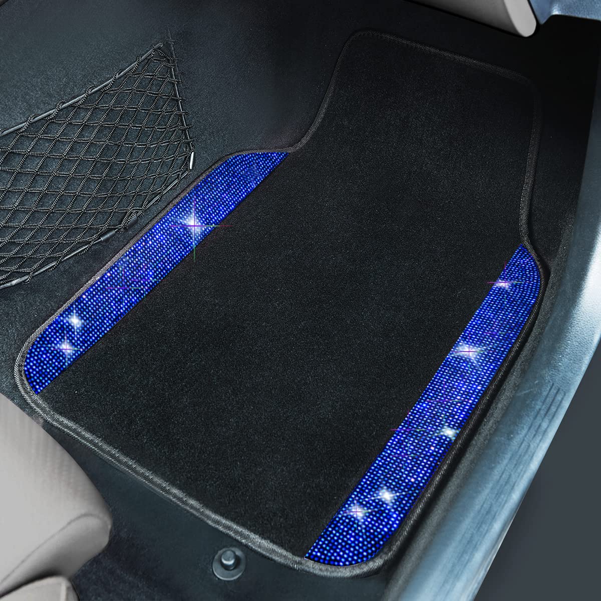 Car Pass Bling Rhinestones Diamond Car Floor Mat,Sparkly Glitter Shining Crystal Carpet Anti-Slip Pvc Heel Pad Waterproof Univer