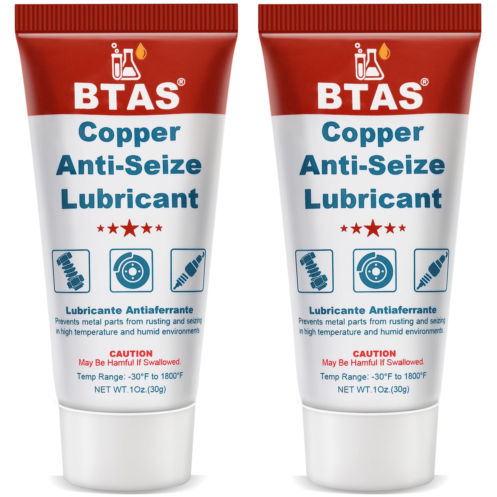 Btas Copper Anti-Seize Lubricant 1 Oz 2 Pcs,Resistant To High Temperatures, Rust And Corrosion, Resistant To Frictional Wear, Fo