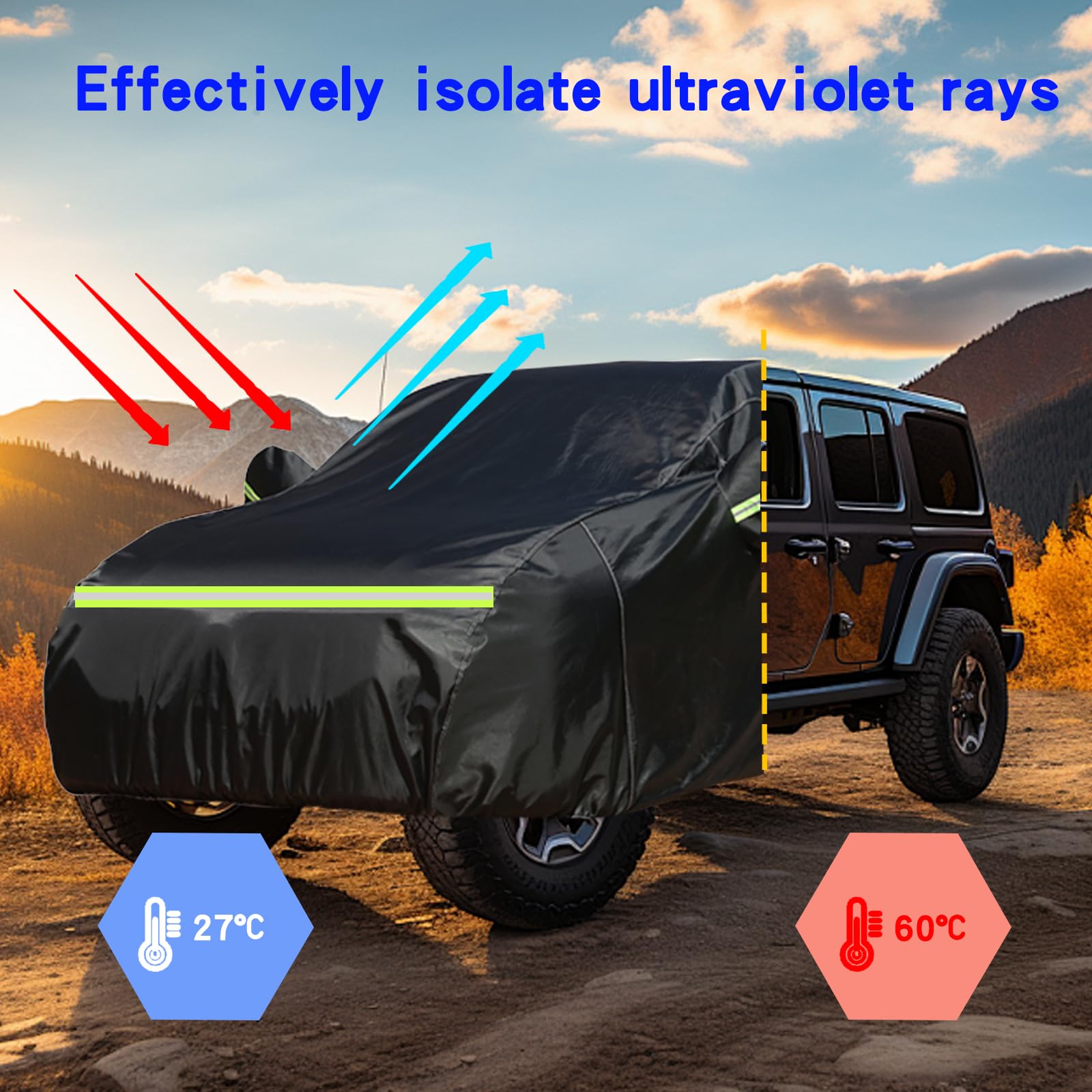 JZAHYUK Waterproof Car Cover for Jeep Wrangler 2 Door, All Weather for Jeep Rain Cover for Automobiles, Outdoor Full Exterior fo