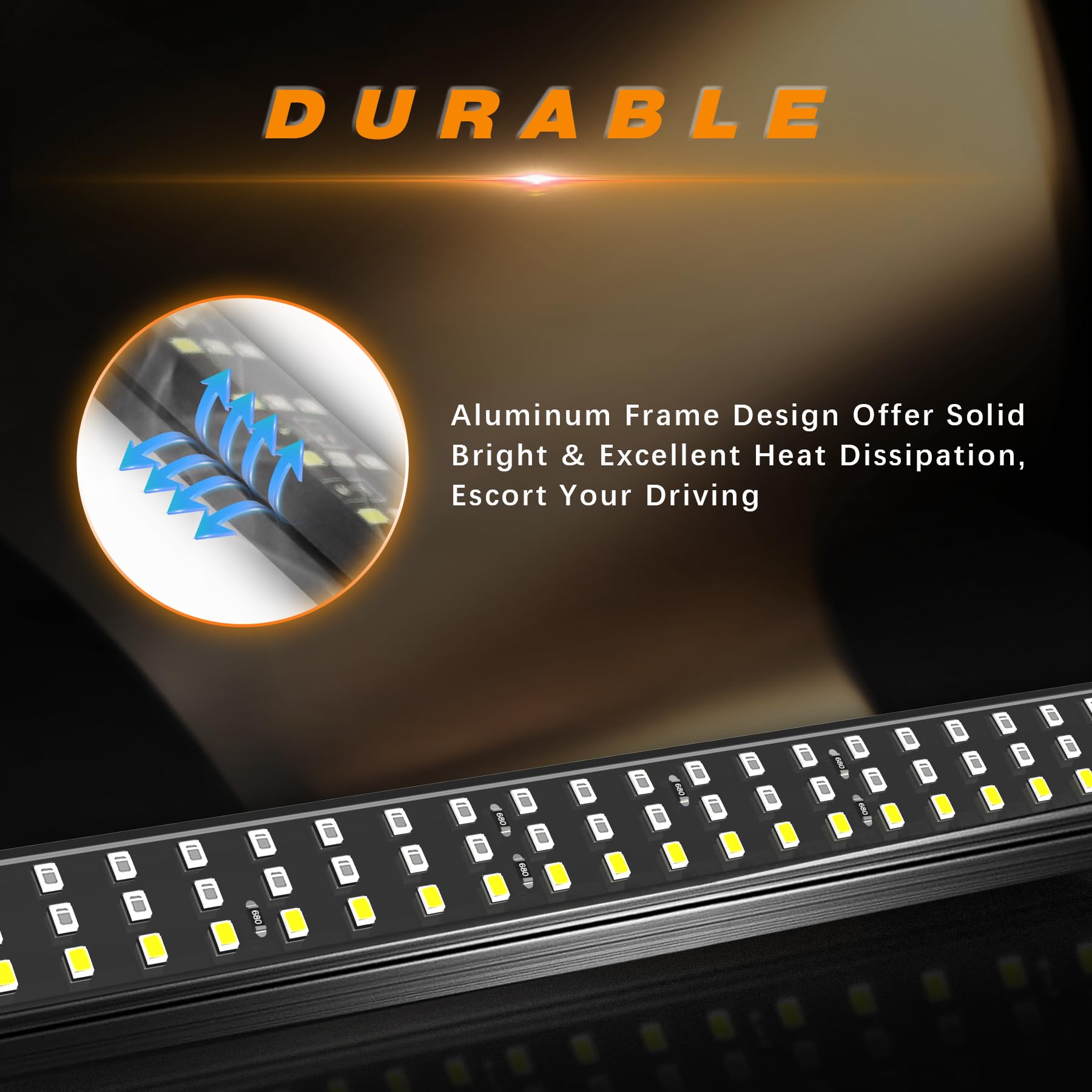 AMEXMART Tailgate Light Bar - 48"/49" Aluminum Triple Row LED Strip, Amber Turn Signal, Red Brake, White Reverse, Model Tailgate-bar-P