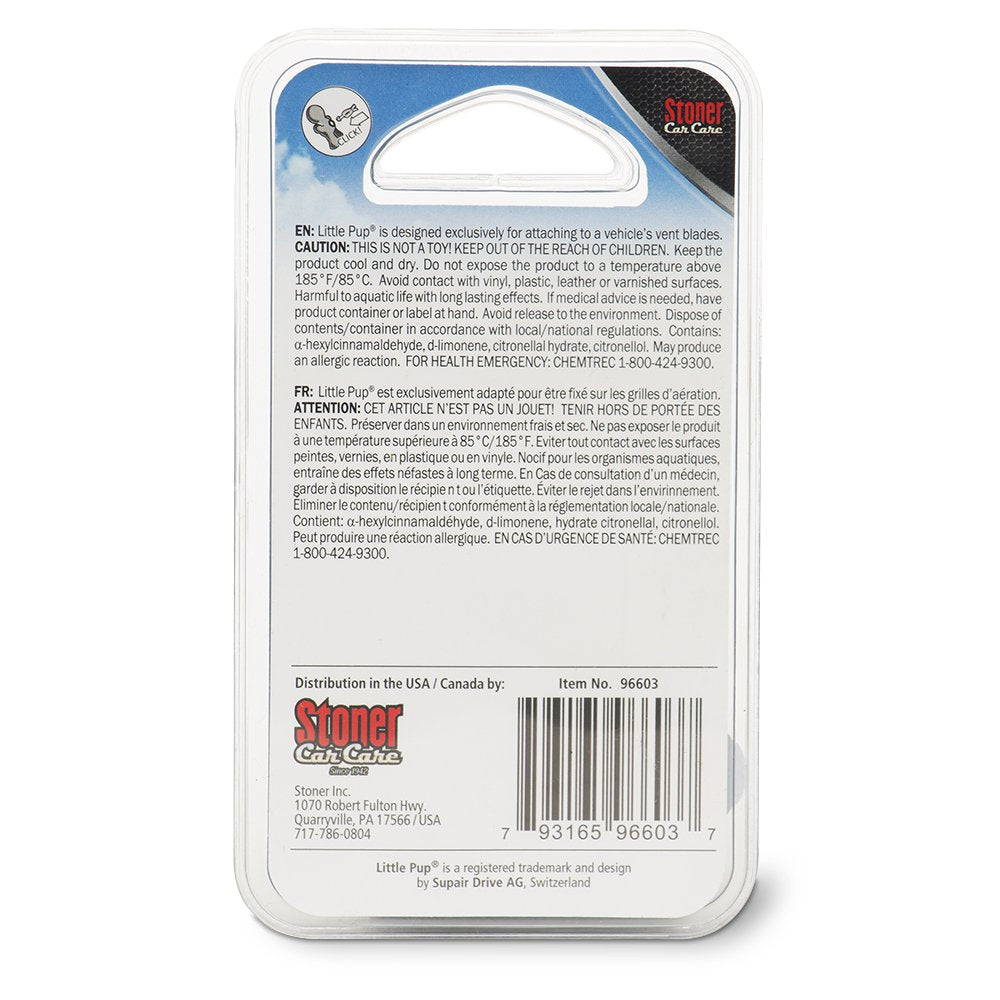 Little Pup 96603 Ocean Splash Scent, Car Air Freshener, Clips To A/C Air Vent, Alcohol-Free Fragrance Oil, Non-Hazardous And Non-Toxic Plastic, Set Of 1